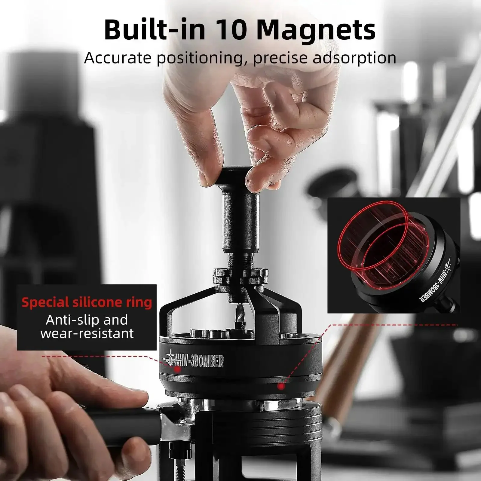 58mm WDT Tool For Espresso Distribution With Magnetic Base For Baristas, Adjustable Depth Needle Distributor, 0.25mm By 14 Stirrer Tools, Pro Grade YU Series Cyclone T5849 - Image 4