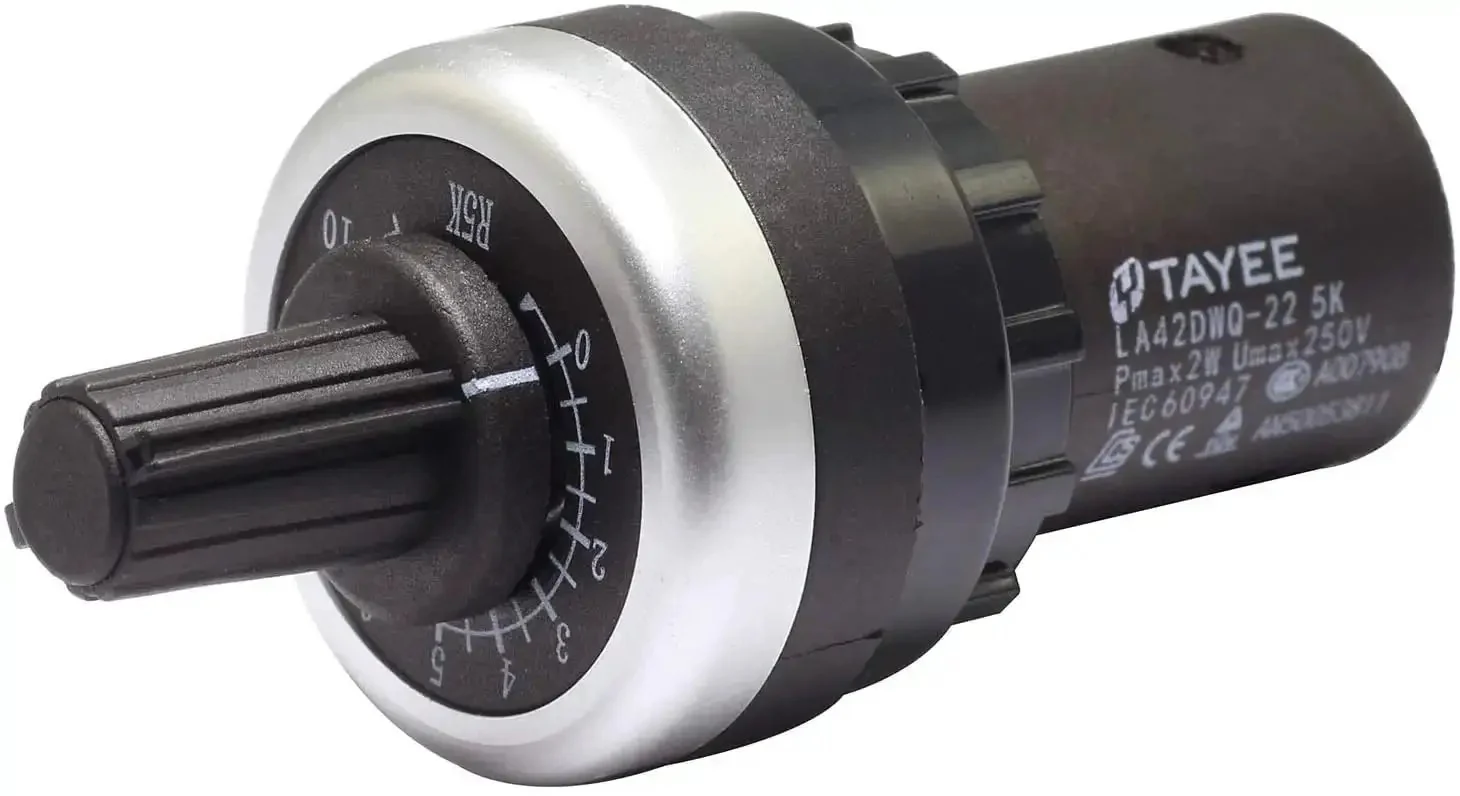 5K Ohm Rotary Potentiometer With Switch For Variable Speed Drives VSD VFD IP65 Waterproof Industrial Grade 22 Millimeter Mounting Hole LA42DWQ22 For Machinery - Image 6