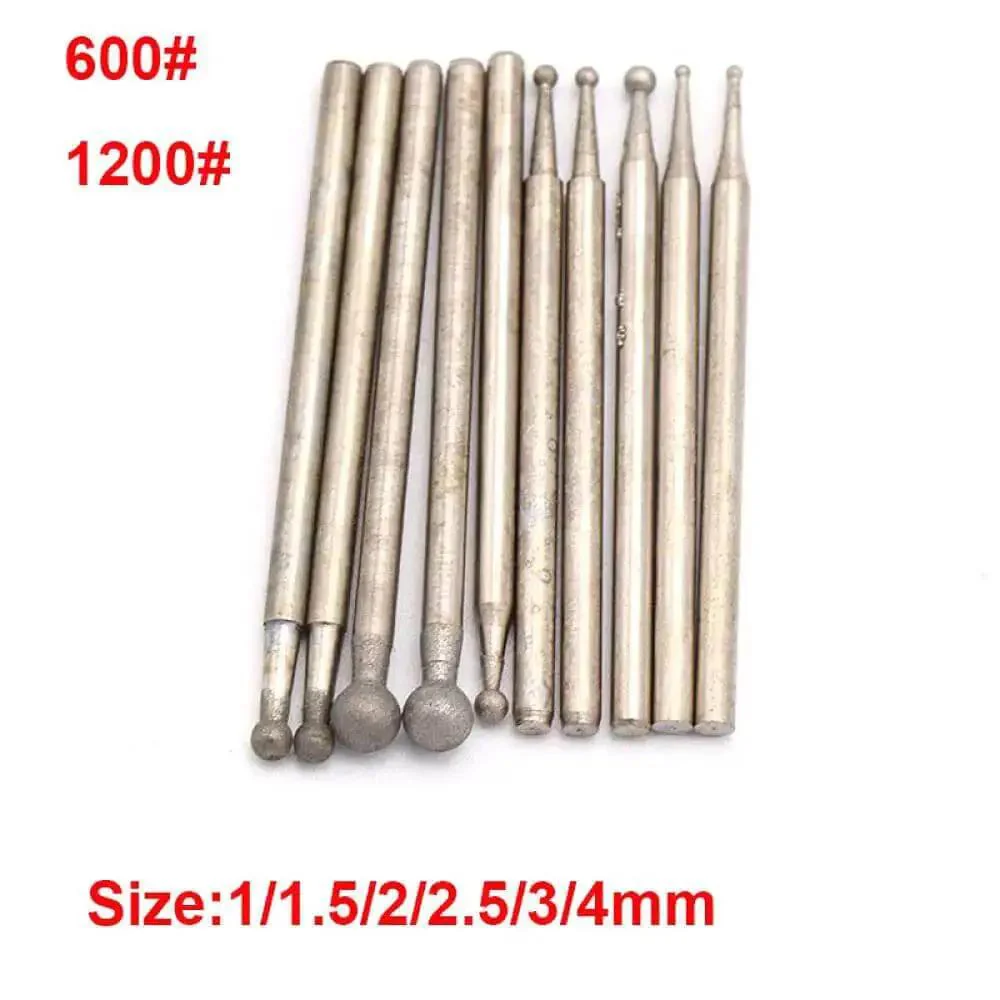 5Pcs Round Spherical Diamond Grinding Heads Set 1 To 4mm 600 And 1200 Grit For Stone Metal Polishing And Detail Work Pro Grade Ideal For Jade Amber Carving Trimming Surfaces Engraving Pens And Rotary Tools - Image 5