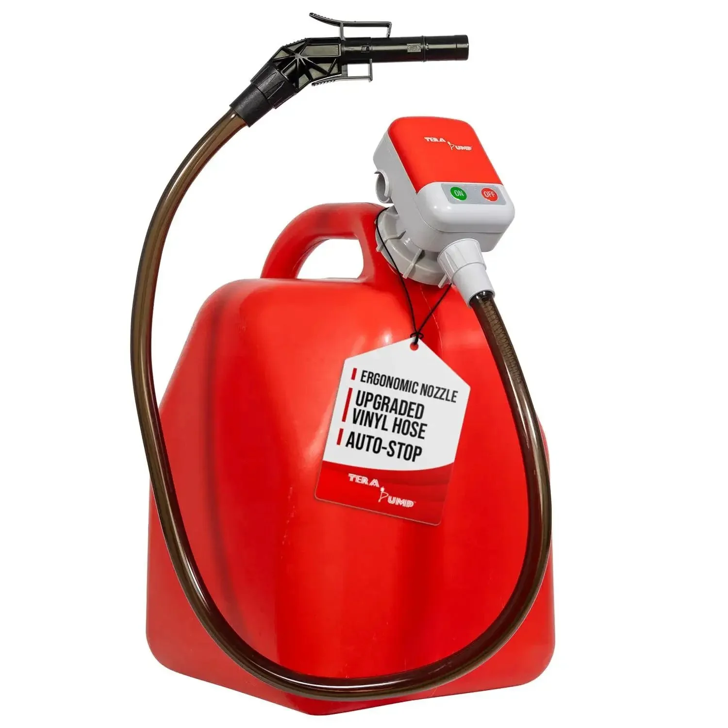 5th Gen Fuel Transfer Pump With Overfill Protection 2.7 GPM Universal Gas Can Adapter 39.4 Inch Vinyl Discharge Hose Liquid Transfer Pump For Gas Diesel E15 E85 And More