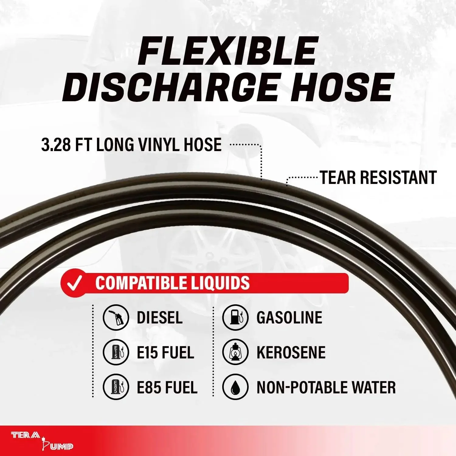 5th Gen Fuel Transfer Pump With Overfill Protection 2.7 GPM Universal Gas Can Adapter 39.4 Inch Vinyl Discharge Hose Liquid Transfer Pump For Gas Diesel E15 E85 And More - Image 7