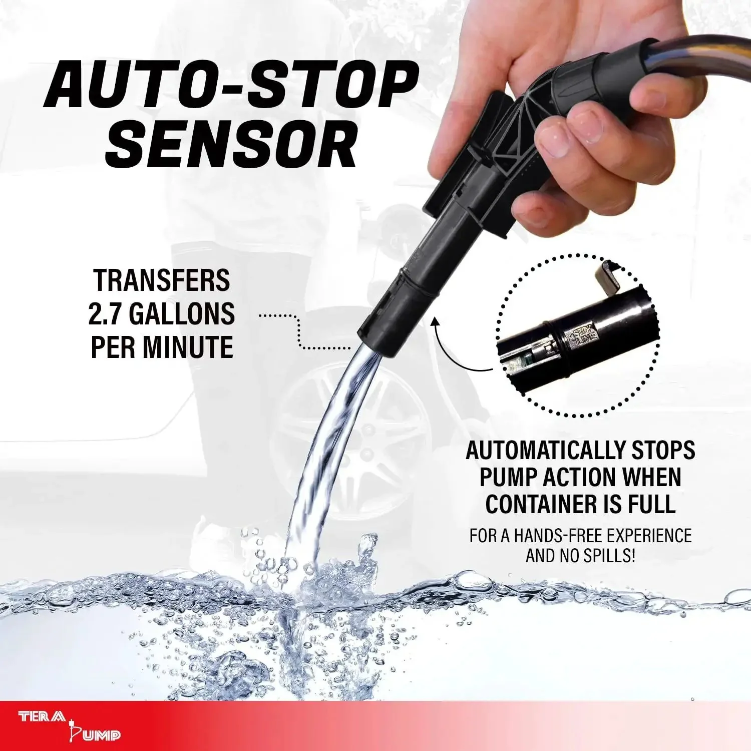 5th Gen Fuel Transfer Pump With Overfill Protection 2.7 GPM Universal Gas Can Adapter 39.4 Inch Vinyl Discharge Hose Liquid Transfer Pump For Gas Diesel E15 E85 And More - Image 9