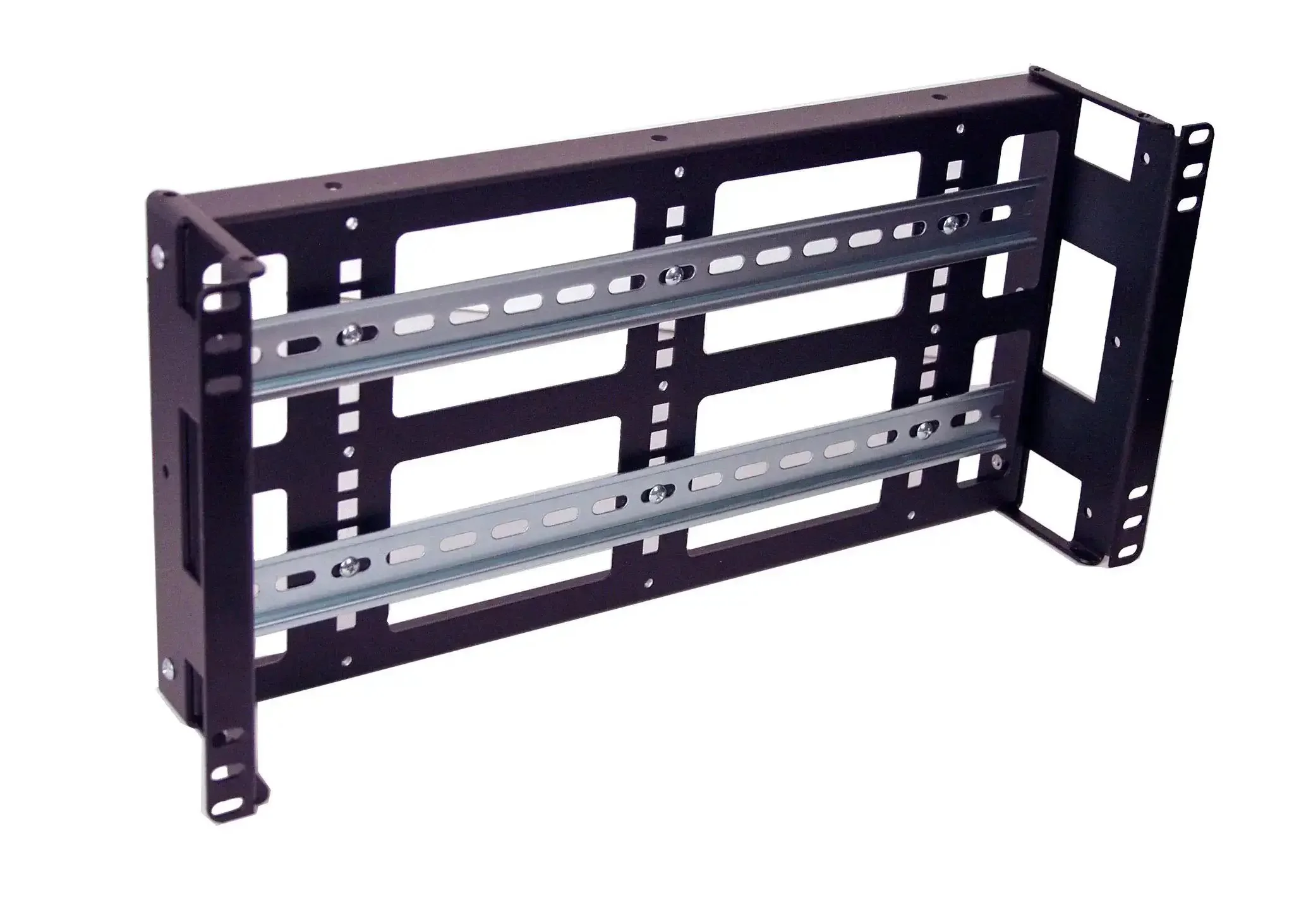 5U Rackmount DIN Rail Panel With 3.78 Inch Low Profile Depth Built Tough From 14 Gauge Steel, Removable DIN Rail, PVC Wire Duct, Adjustable Height, Optimized For Industrial 19 Inch 2 Post Or 4 Post Relay Racks - Image 2