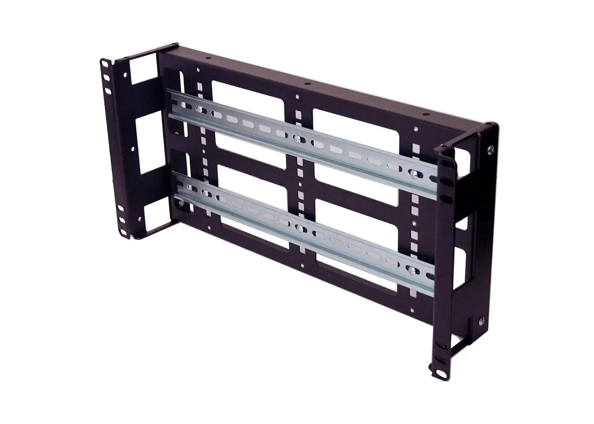 5U Rackmount DIN Rail Panel With 3.78 Inch Low Profile Depth Built Tough From 14 Gauge Steel, Removable DIN Rail, PVC Wire Duct, Adjustable Height, Optimized For Industrial 19 Inch 2 Post Or 4 Post Relay Racks - Image 3