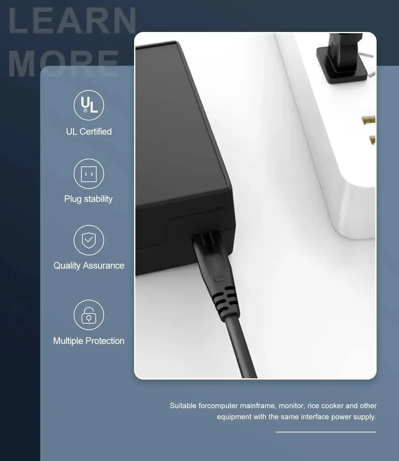 6 Ft Universal 2 Prong AC Power Cord For TVs, Printers And Laptops, Long Cable Compatible With Samsung, Sony, LG, Hisense, Insignia, TCL, Sharp, Toshiba, Canon Pixma, HP, Brother, Epson, Lexmark, Dell, Asus, Acer, MSI, Gateway - Image 5