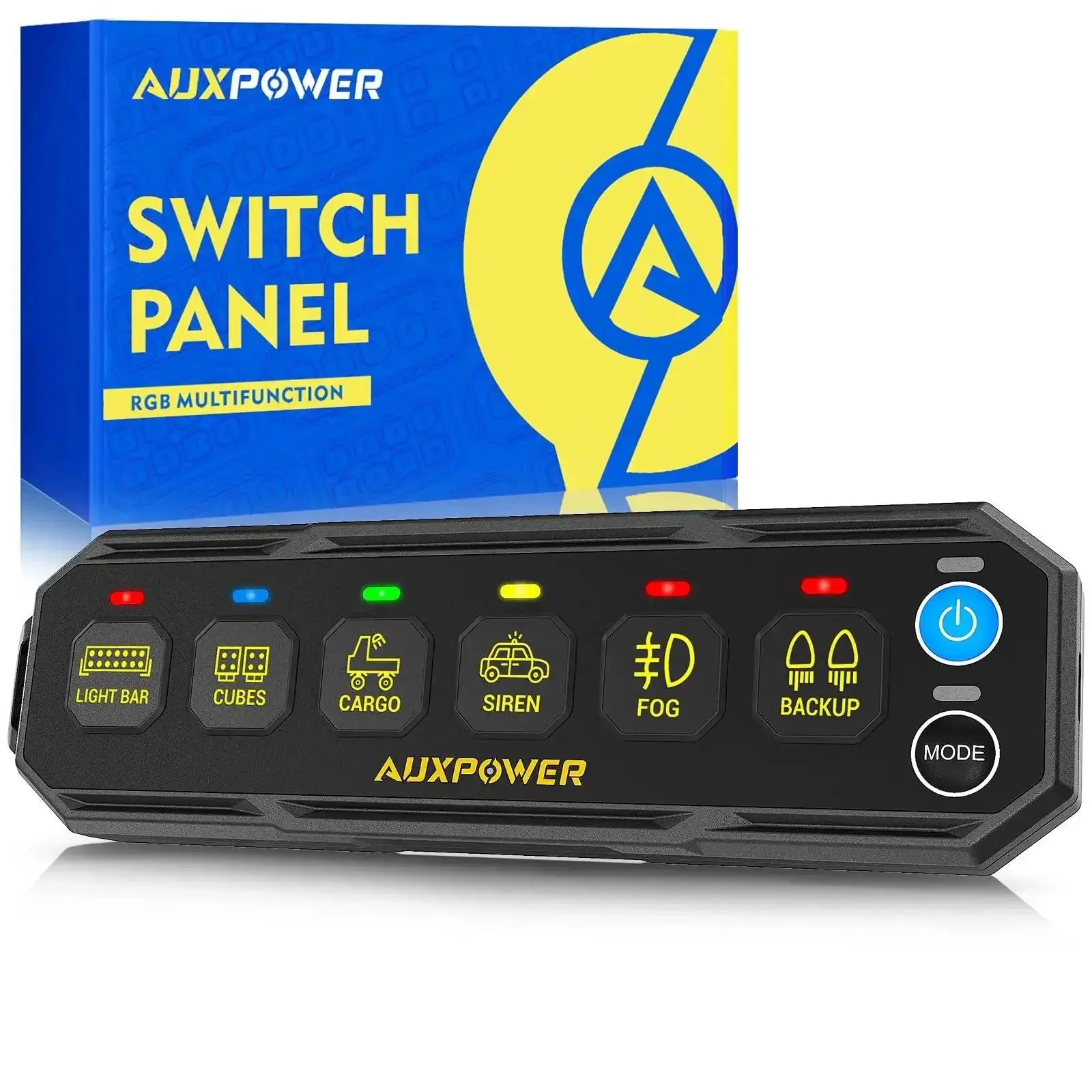 6 Gang Wireless Switch Panel With 328 Feet Range Remote Detachable Magnetic Mount Portable Lanyard RGB SOS 12 to 24V DC 80A Perfect For Trucks Boats UTVs