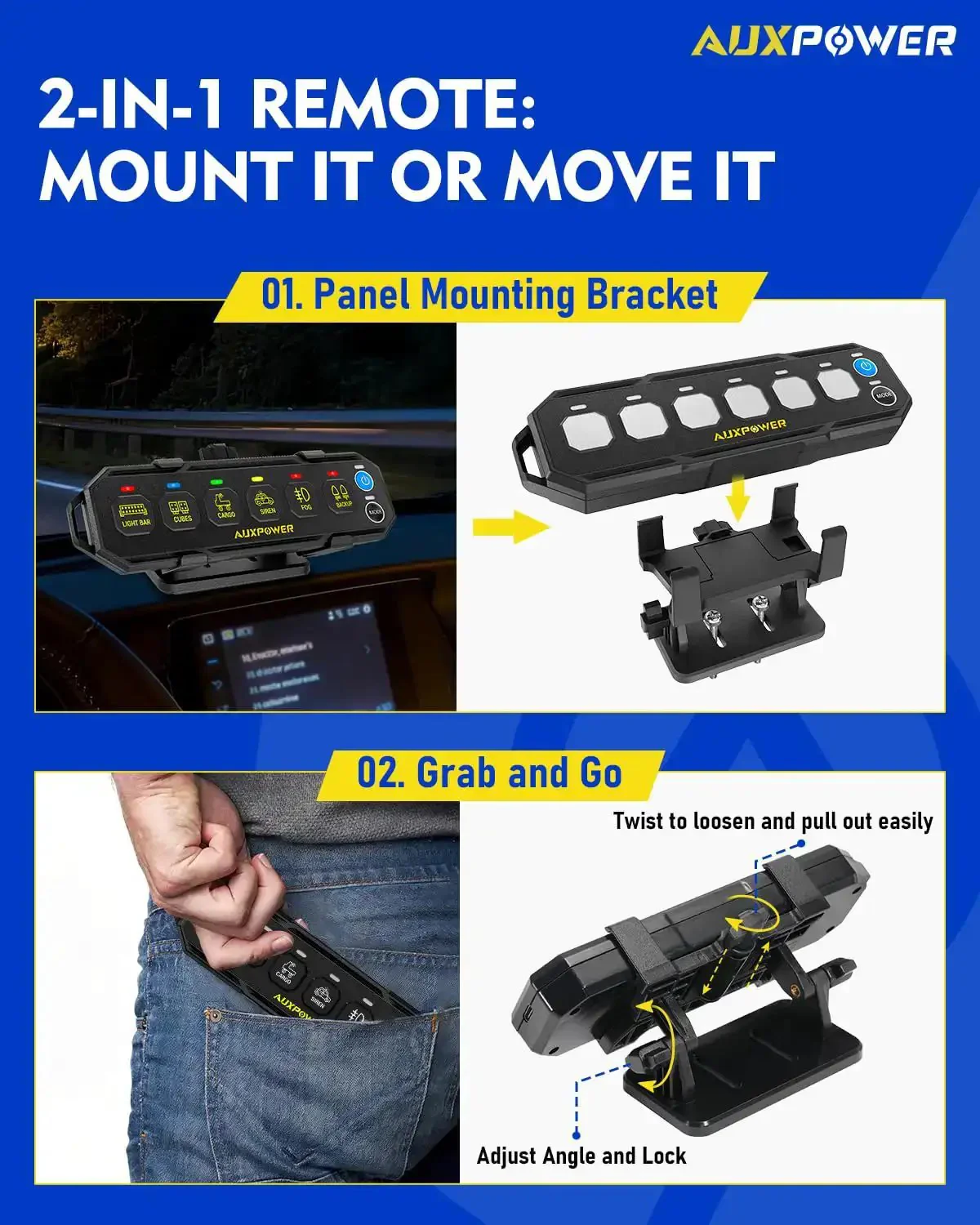 6 Gang Wireless Switch Panel With 328 Feet Range Remote Detachable Magnetic Mount Portable Lanyard RGB SOS 12 to 24V DC 80A Perfect For Trucks Boats UTVs - Image 6