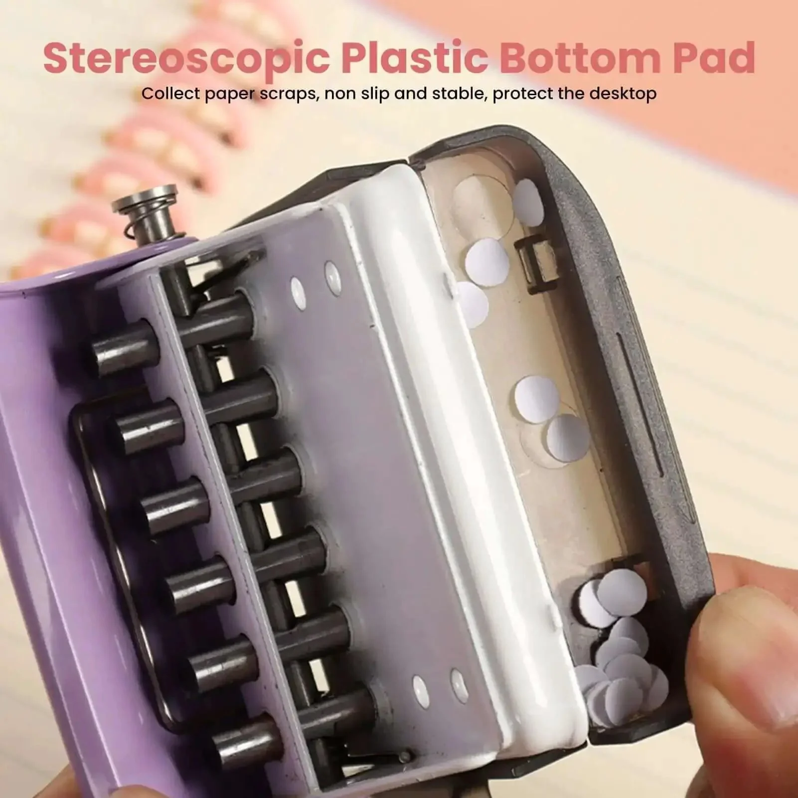 6 Hole Punch For A4 A5 B5 Notebooks And Planners, Portable Handheld Metal Circle Paper Puncher With 8 Sheet Capacity, Positioning Column And Marking Line, Handy Binding Tool For Loose Leaf Crafts And School Projects - Image 5