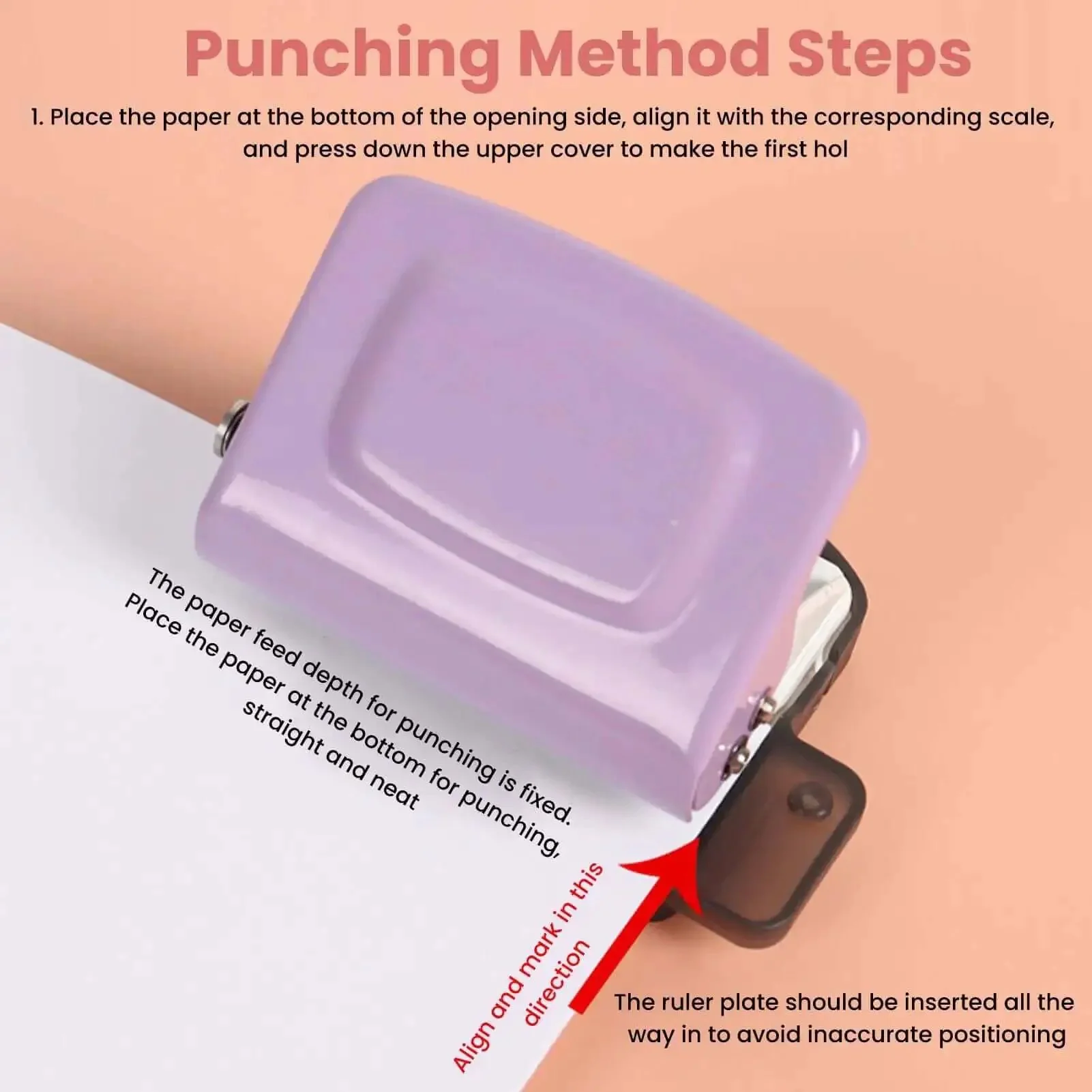 6 Hole Punch For A4 A5 B5 Notebooks And Planners, Portable Handheld Metal Circle Paper Puncher With 8 Sheet Capacity, Positioning Column And Marking Line, Handy Binding Tool For Loose Leaf Crafts And School Projects - Image 8