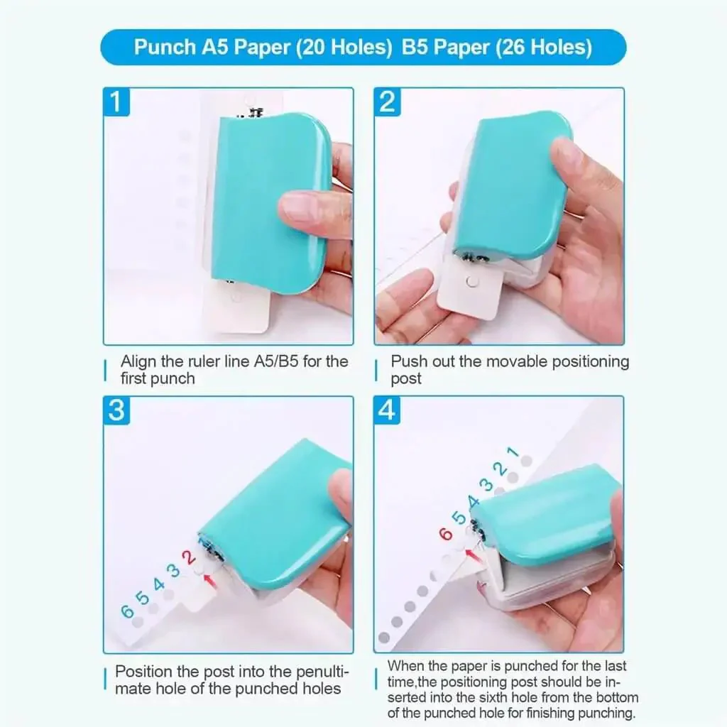 6 Hole Punch Handheld Metal Craft Tool For Binding Notebooks And Scrapbooks, 5 Sheet Capacity, 6mm Holes With 9.5mm Pitch, Easy Portable Punch For Diaries Planners DIY Projects A Real Workhorse - Image 4