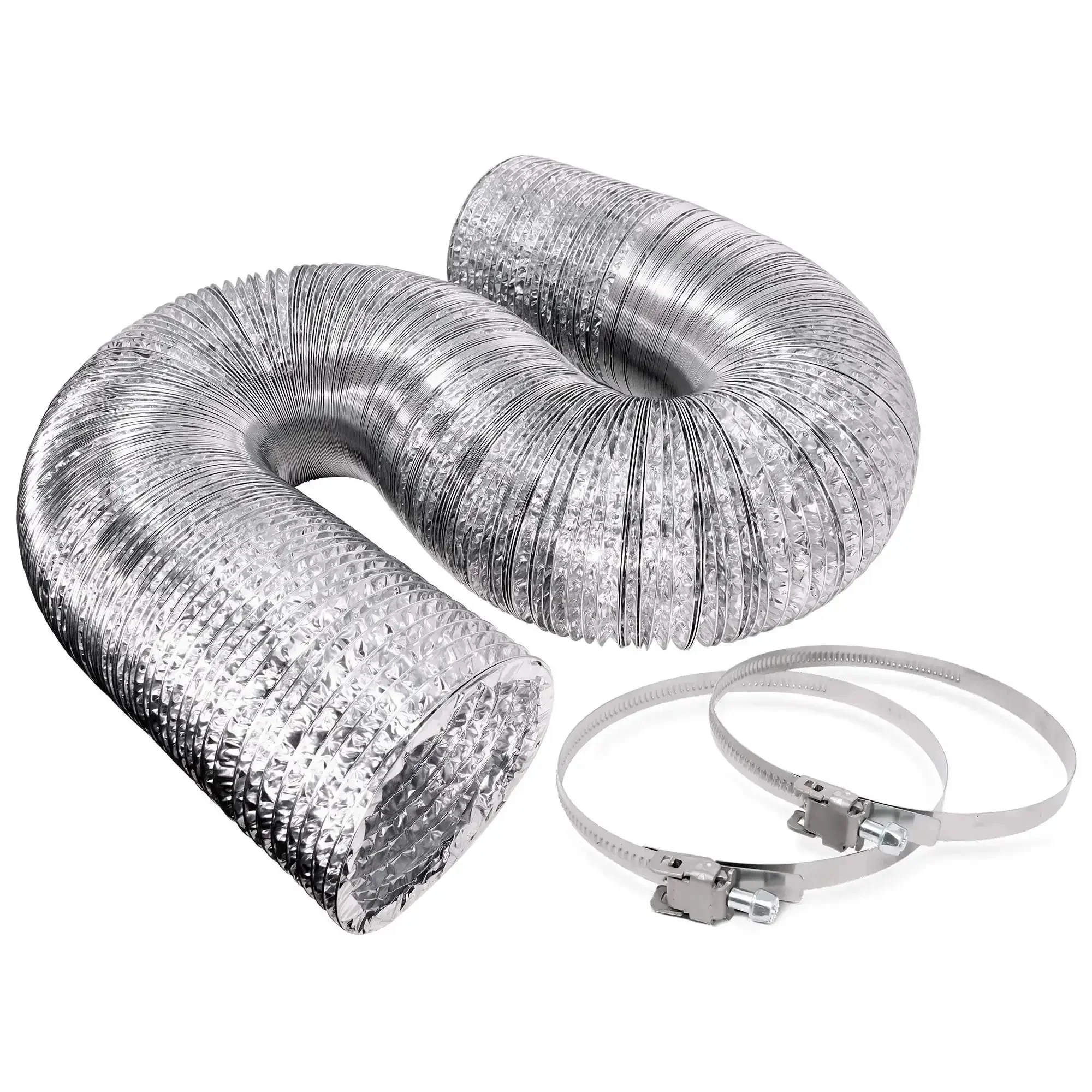 6 Inch By 25 Feet Aluminum Foil Dryer Duct With Built In Steel Wire Reinforcement Flexible Dryer Vent Hose Includes 2 Stainless Steel Clamps UL Listed For Easy Home Laundry Venting