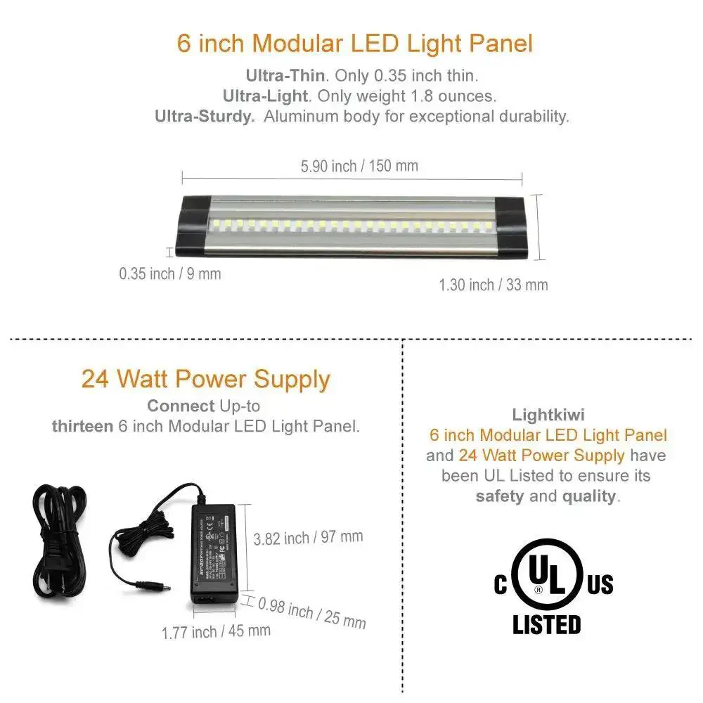 6 Inch Cool White Modular LED Under Cabinet Lighting Pro Kit With 12 Panels For Bright Task Lighting And Accurate Color Rendering Ideal For Kitchens And Workspaces Easy Plug In And Energy Efficient Design - Image 9