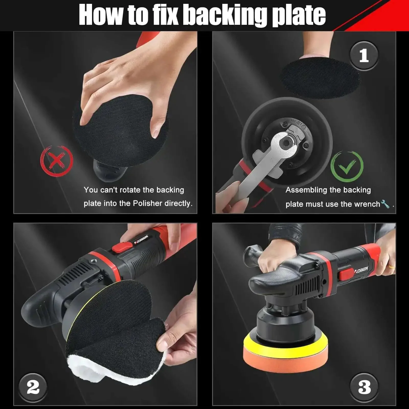 6 Inch Dual Action Car Buffer Polisher With Detachable Handle Pro Grade Random Orbital Polisher Kit 6 Speed 1000 4500 RPM Includes 4 Buffing Pads For Car Detailing Polishing And Waxing Swirl Free Finish 700W - Image 5