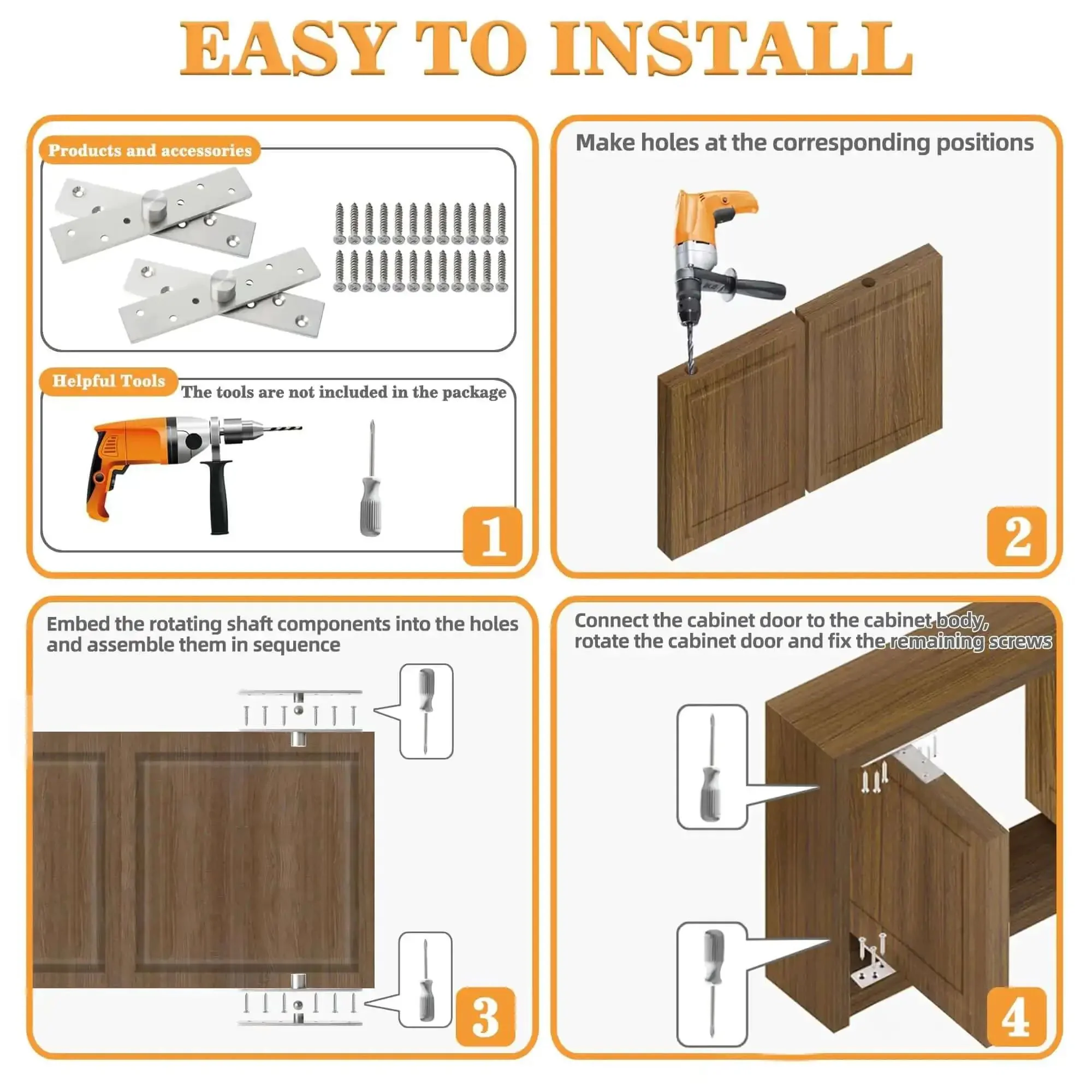 6 Inch Pivot Door Hinges 360 Degree Rotation Hidden Hinges Heavy Duty Stainless Steel Brushed Finish 2 Pack Concealed Mounting For Interior And Exterior Doors Beefy Durability Easy Install Quiet Operation Built For Heavy Duty Everyday Use - Image 3
