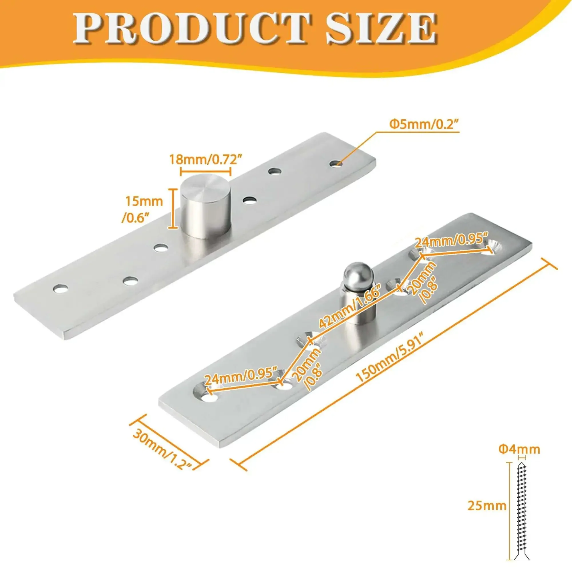 6 Inch Pivot Door Hinges 360 Degree Rotation Hidden Hinges Heavy Duty Stainless Steel Brushed Finish 2 Pack Concealed Mounting For Interior And Exterior Doors Beefy Durability Easy Install Quiet Operation Built For Heavy Duty Everyday Use - Image 7