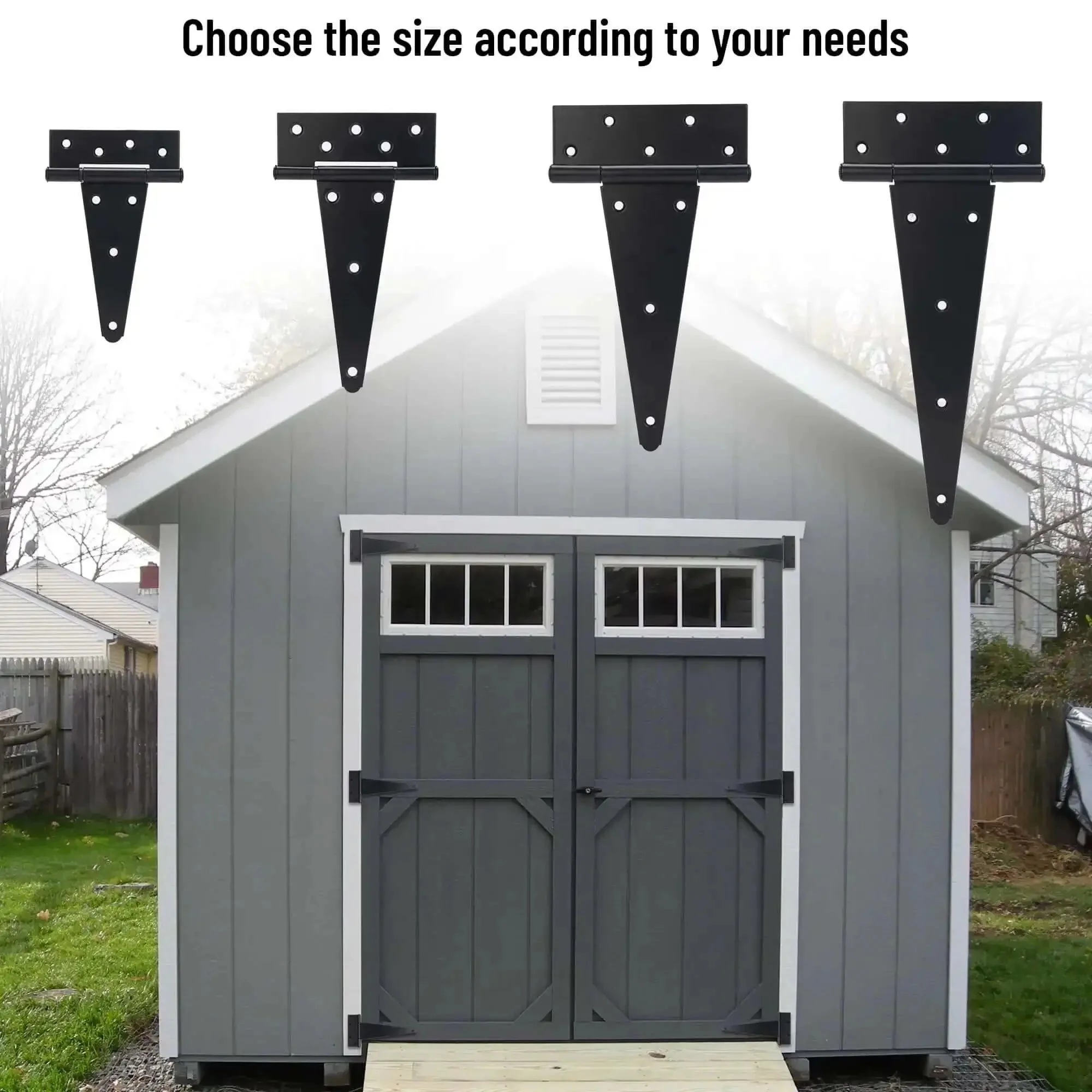 6 Inch T Strap Gate Hinges Tough As Nails Heavy Duty Barn Door Hardware For Shed Fence Yard Gate Black Powder Coated Iron Rustproof 2 Pack Long Lasting Durable And Easy Install - Image 2