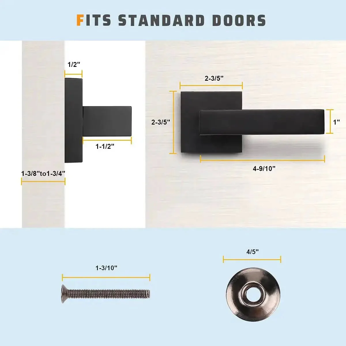 6 Pack Matte Black Dummy Door Handle Set Heavy Duty Single Sided Door Levers For Right Or Left Handed Doors Interior Mount No Latch Decorative Lever For Interior Use - Image 4