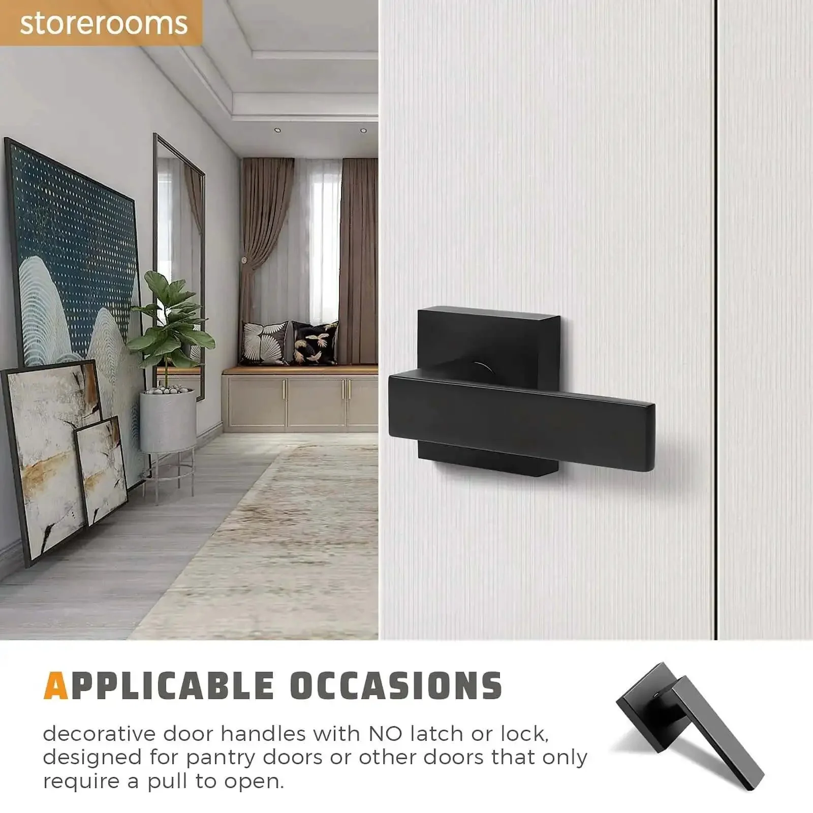 6 Pack Matte Black Dummy Door Handle Set Heavy Duty Single Sided Door Levers For Right Or Left Handed Doors Interior Mount No Latch Decorative Lever For Interior Use - Image 6