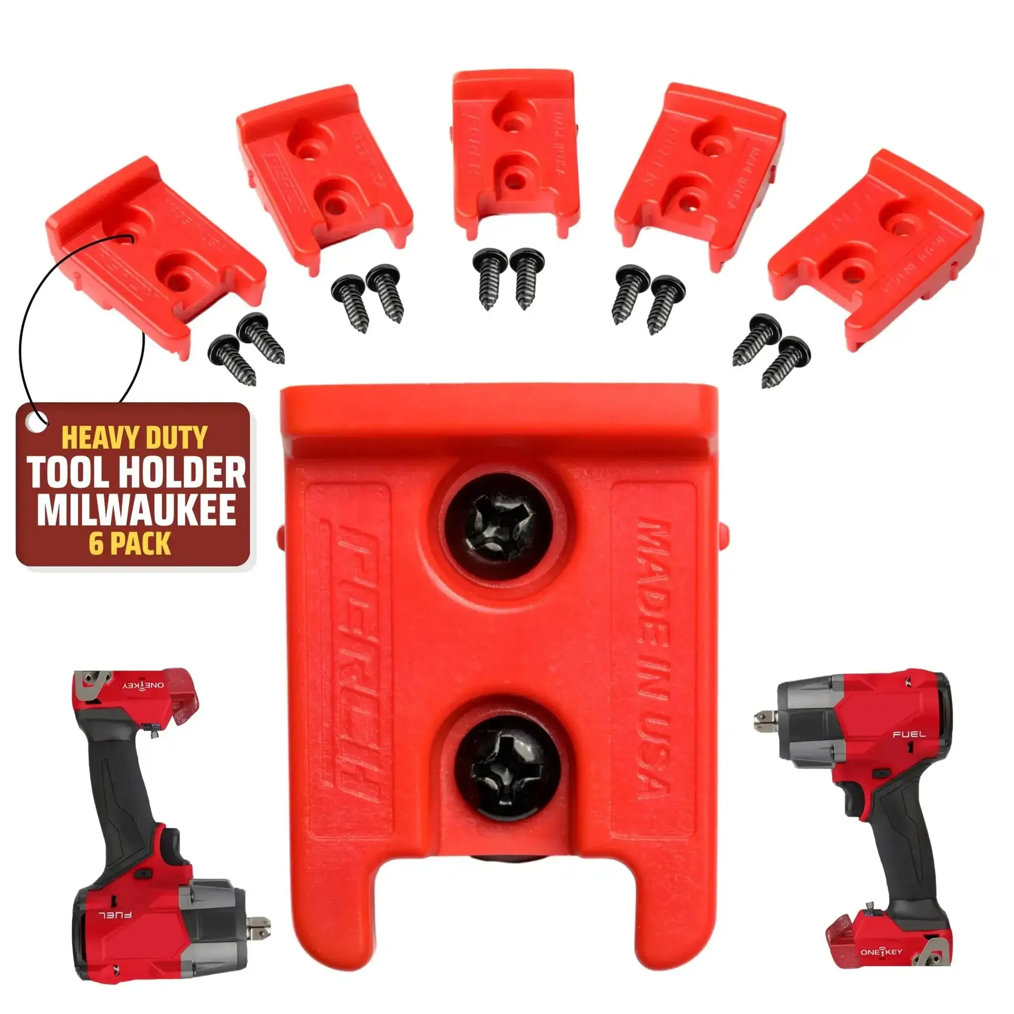 6 Pack Tool Holder For M18 M18V Cordless Tools Snap Fit Tool Organizer With Wall Mount Drill Holder And Locking Screw In System Includes 12 Screws Easy To Install In Garage Workshop Or Truck