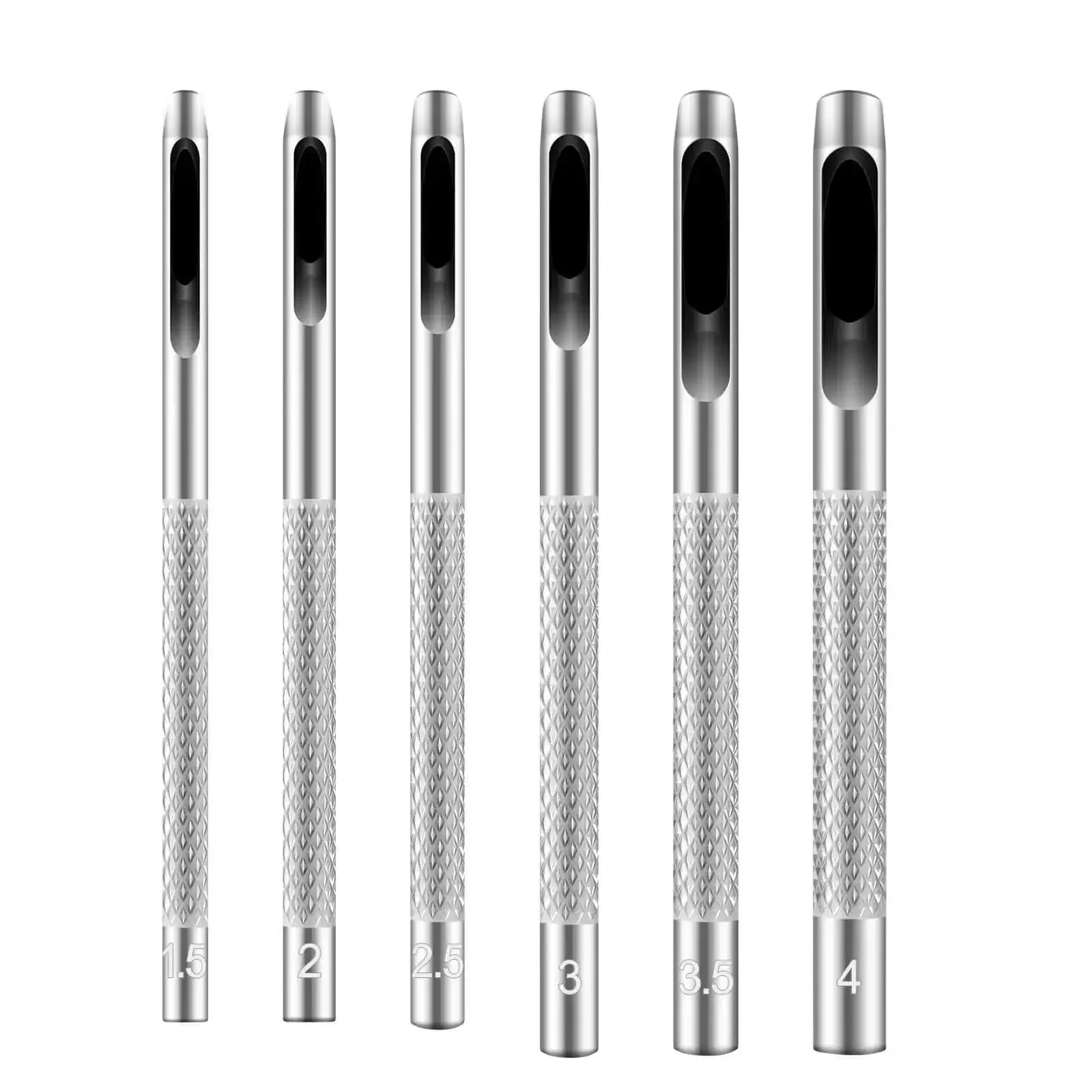 6 Piece Hollow Leather Hole Punch Set With 1.5mm To 4mm Sizes, Pro Grade Durable Carbon Steel Tools For Belts, Felt And Gaskets, Belt Hole Puncher For Leather Crafts, Rust Resistant And Long Lasting