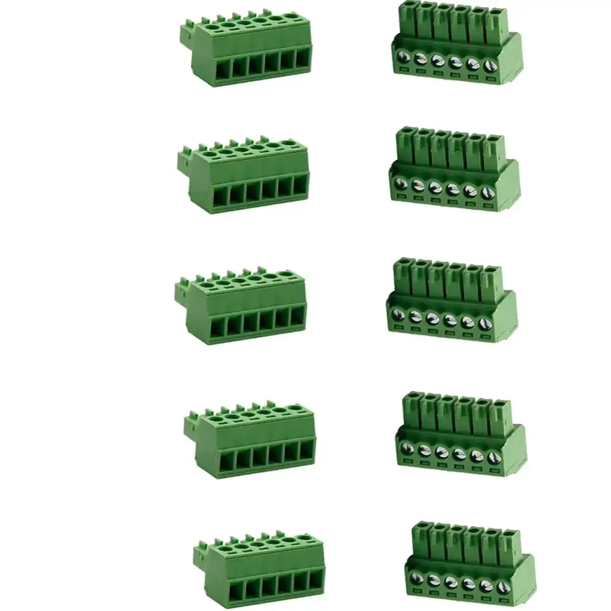 6 Pin Pluggable PCB Screw Terminal Block Female Connector 3.5mm Pitch Green Pack Of 10 For Easy Plug And Play Wiring 28 To 16 AWG 300V 8A Rating Durable Plastic Housing