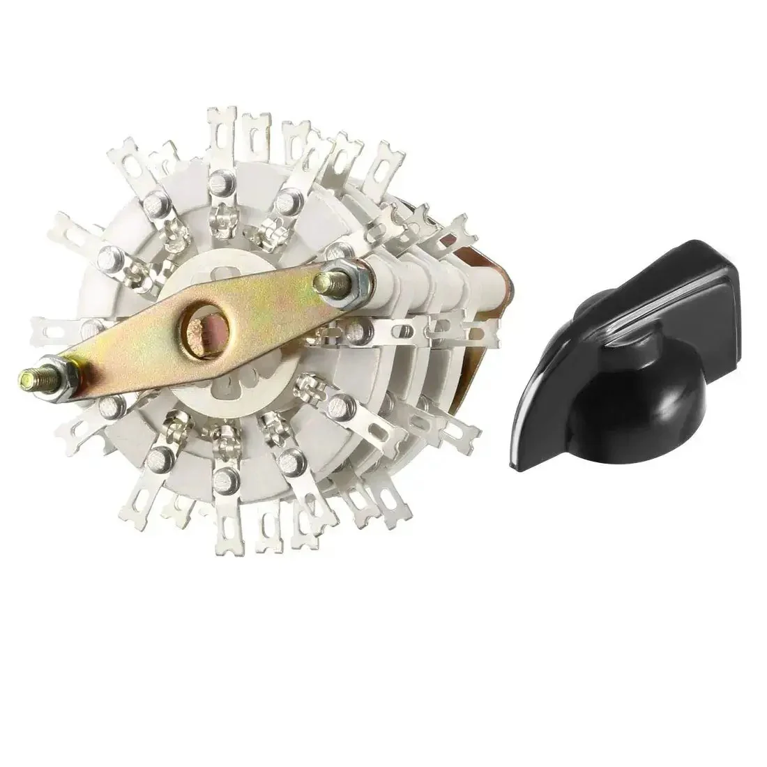 6 Pole 5 Position 3 Deck Band Selector Rotary Switch With Knob For PCB Panel Mount, 36 Pin, 9.7mm Mount Hole, 6mm Shaft, Includes Black Knob And Mounting Nut, Perfect For DIY Audio, Instrument, And Electronics Gear - Image 2