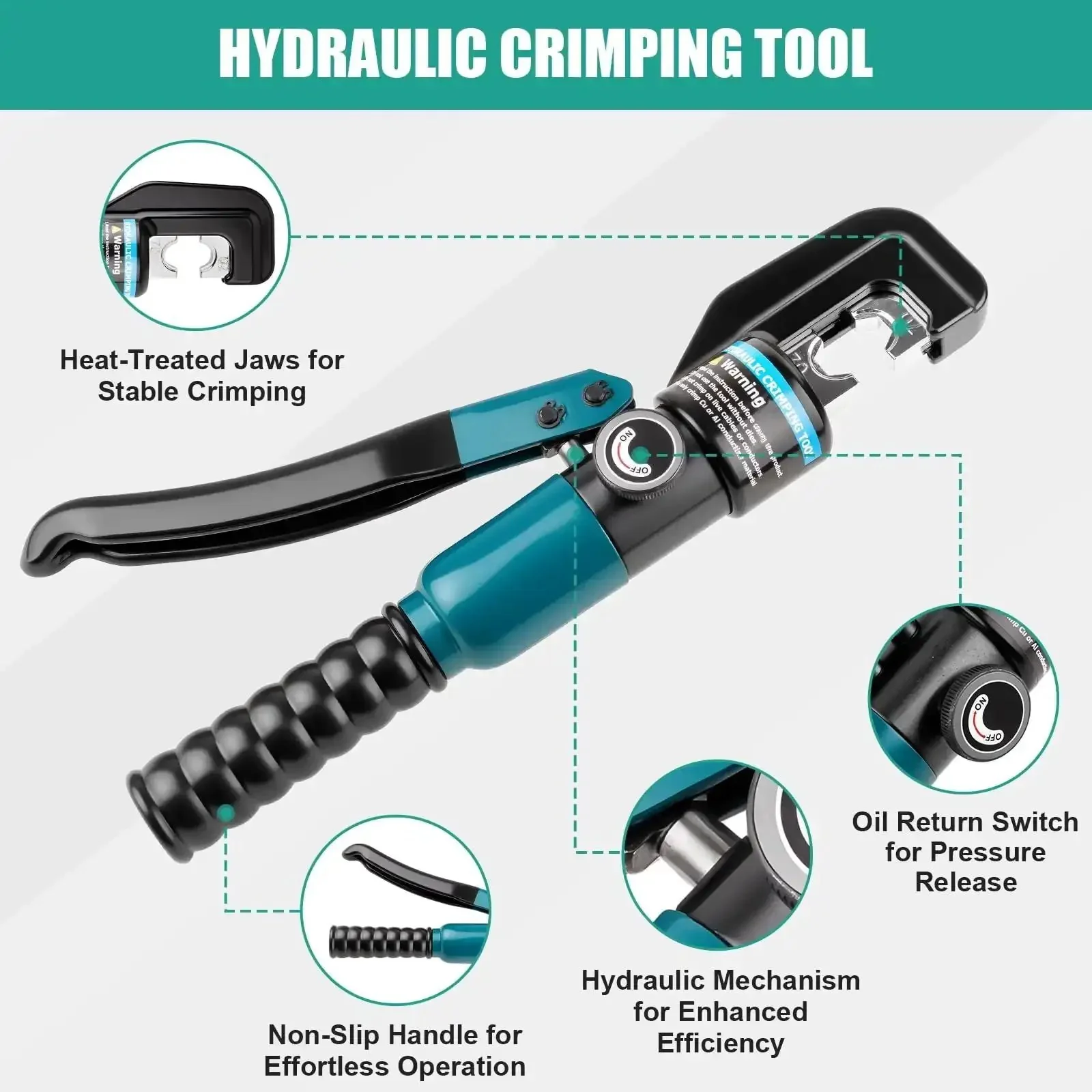 6 Ton Hydraulic Crimping Tool With 9 Die Pairs For 12 AWG To Two Zero Battery Cable Lugs And Wire Rope Crimper Heavy Duty Electrical Crimping For Welding Cables And Battery Cabling Pro Grade - Image 7