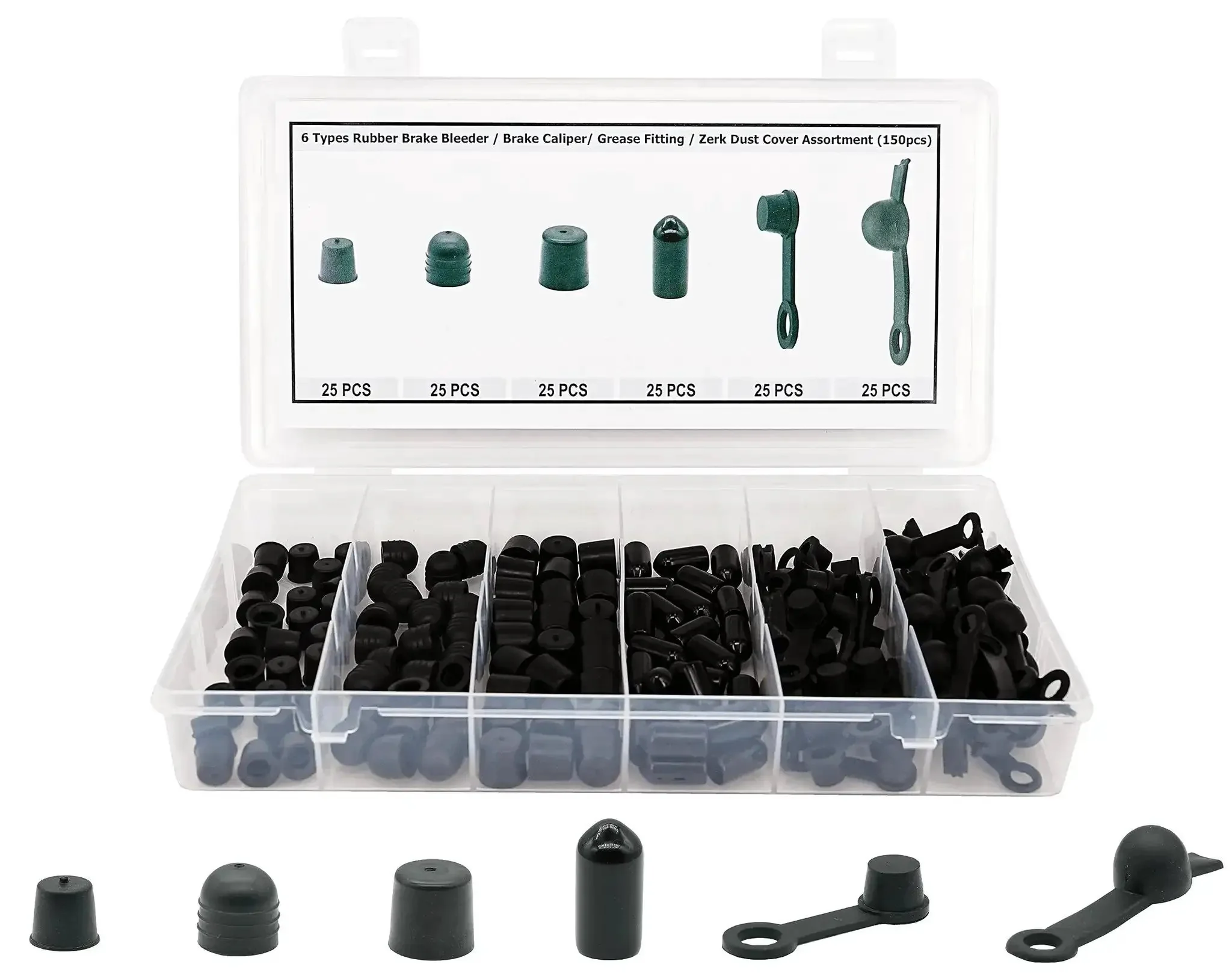 6 Types Rubber Brake Bleeder Cap Set 150 Pcs Caliper Cap Grease Fitting Cap Zerk Dust Cover Assortment For Cars And Motorcycles Protects Bleeder Screws From Dirt And Dust Fits Most Bleeder Screws