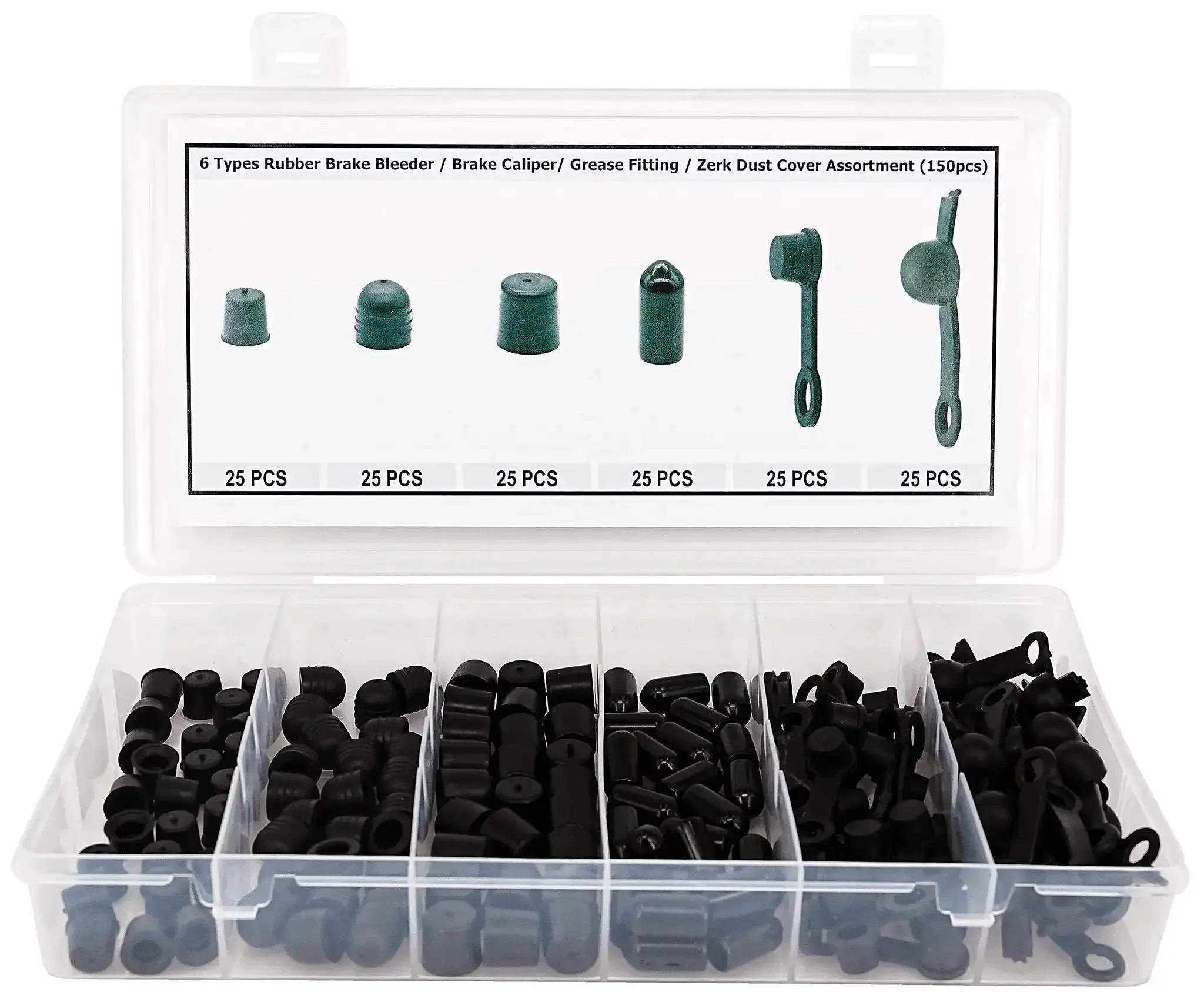6 Types Rubber Brake Bleeder Cap Set 150 Pcs Caliper Cap Grease Fitting Cap Zerk Dust Cover Assortment For Cars And Motorcycles Protects Bleeder Screws From Dirt And Dust Fits Most Bleeder Screws - Image 4