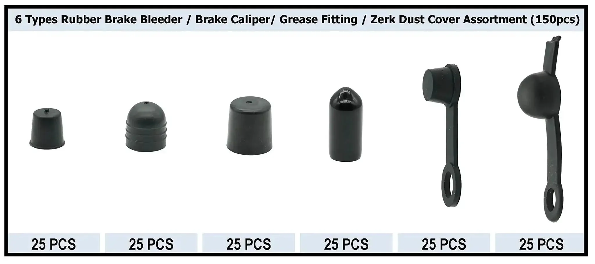 6 Types Rubber Brake Bleeder Cap Set 150 Pcs Caliper Cap Grease Fitting Cap Zerk Dust Cover Assortment For Cars And Motorcycles Protects Bleeder Screws From Dirt And Dust Fits Most Bleeder Screws - Image 6