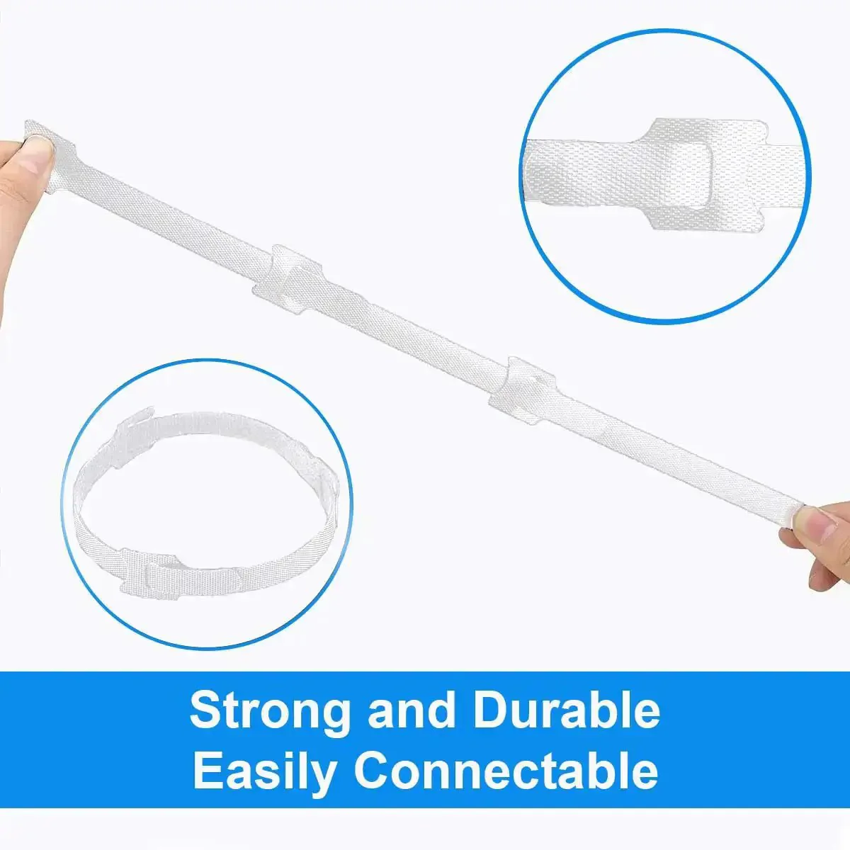 60 Pack 6 Inch Reusable Cable Ties With Hook And Loop For No Fuss Cable Management White Cord Organizer Straps Adjustable Durable Velcro Style Ties For Home Office Tech Cables Non Slip Easy Setup - Image 3