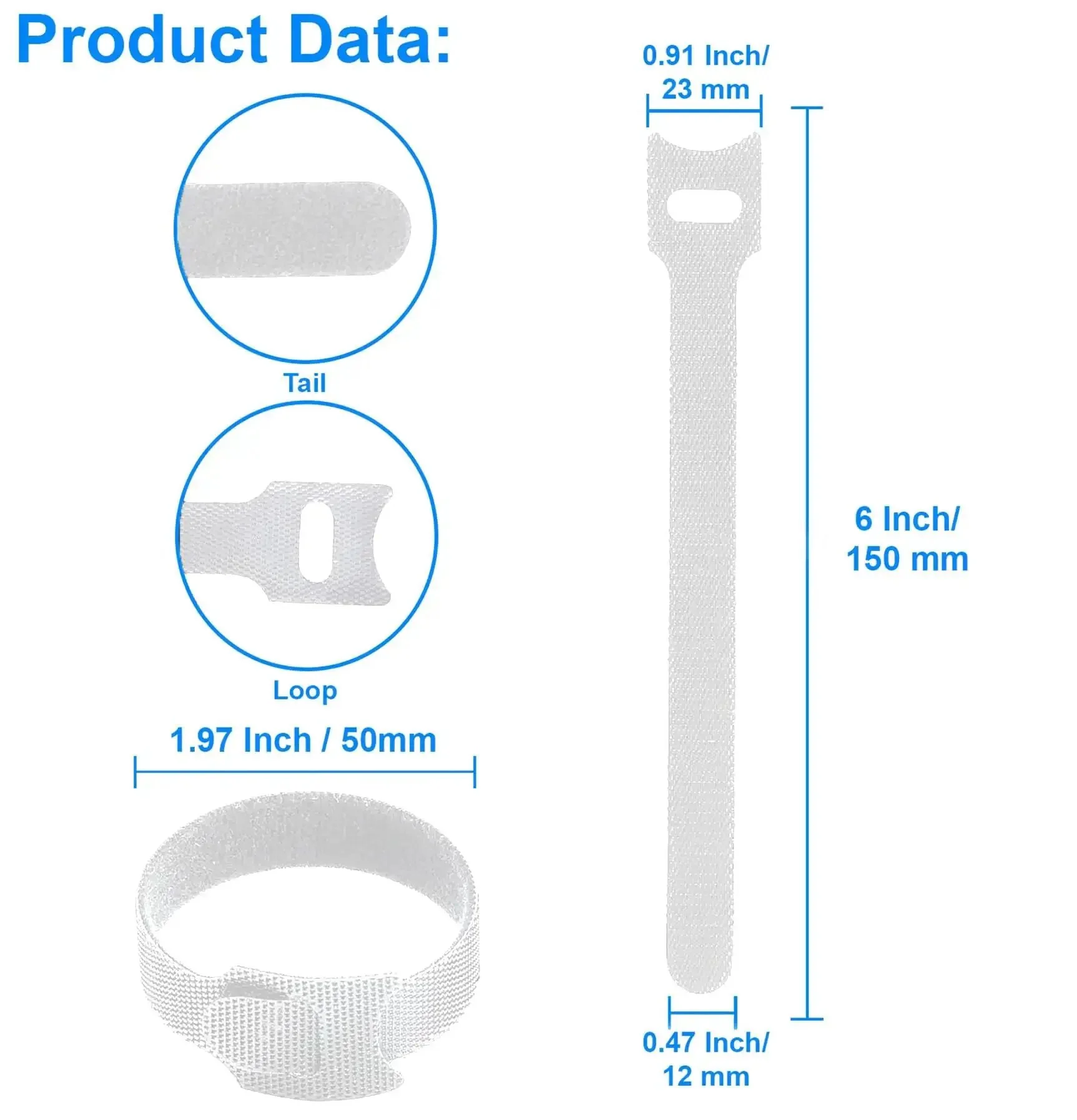 60 Pack 6 Inch Reusable Cable Ties With Hook And Loop For No Fuss Cable Management White Cord Organizer Straps Adjustable Durable Velcro Style Ties For Home Office Tech Cables Non Slip Easy Setup - Image 4