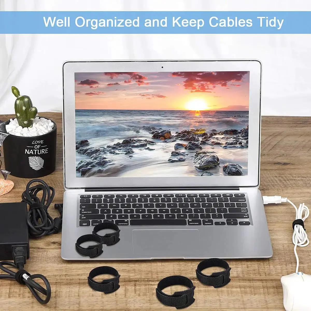 60 Pack Reusable Cable Ties 6 Inch Adjustable Cord Straps Wire Organizer Hook Loop Cable Management For Home Office Garage And Outdoor Use DIY Ready Cord Wrangling And Desk Cable Cleanup - Image 5