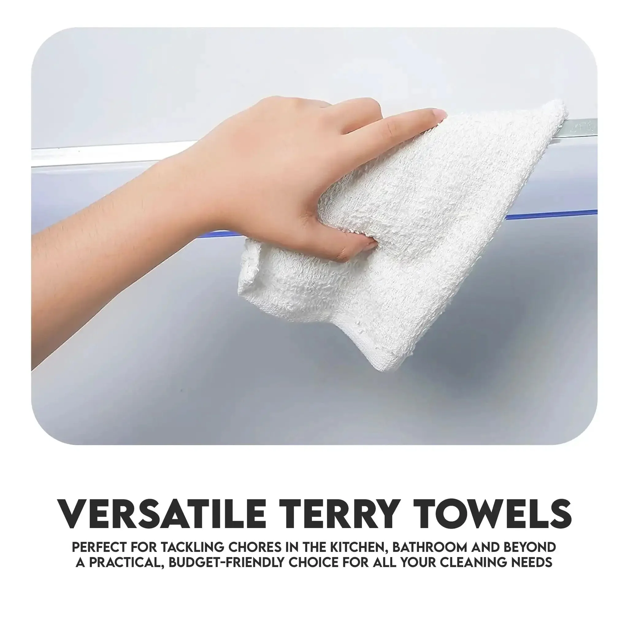 60 Pack White Cotton Terry Bar Mop Towels, 14X17 Inches, Super Absorbent Cleaning Rags, Reusable Kitchen Garage Salon Spa Towels For Commercial Use, High Absorbency And Quick Drying - Image 4