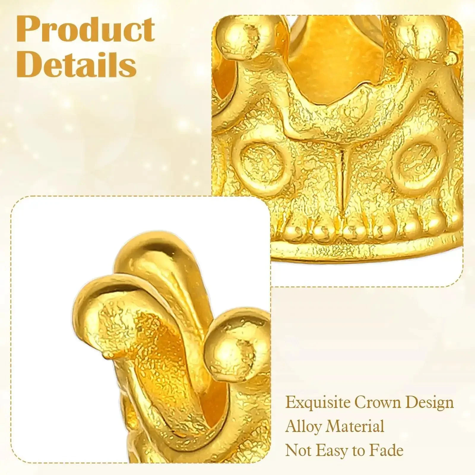 60 Pcs Mini Crown Charms For Crafts 3D Hollow Queen Crown Beads For Jewelry Making Dope Vintage Style Gold And Silver Spacer Charms Perfect For DIY Necklaces Bracelets And Jewelry Projects - Image 6