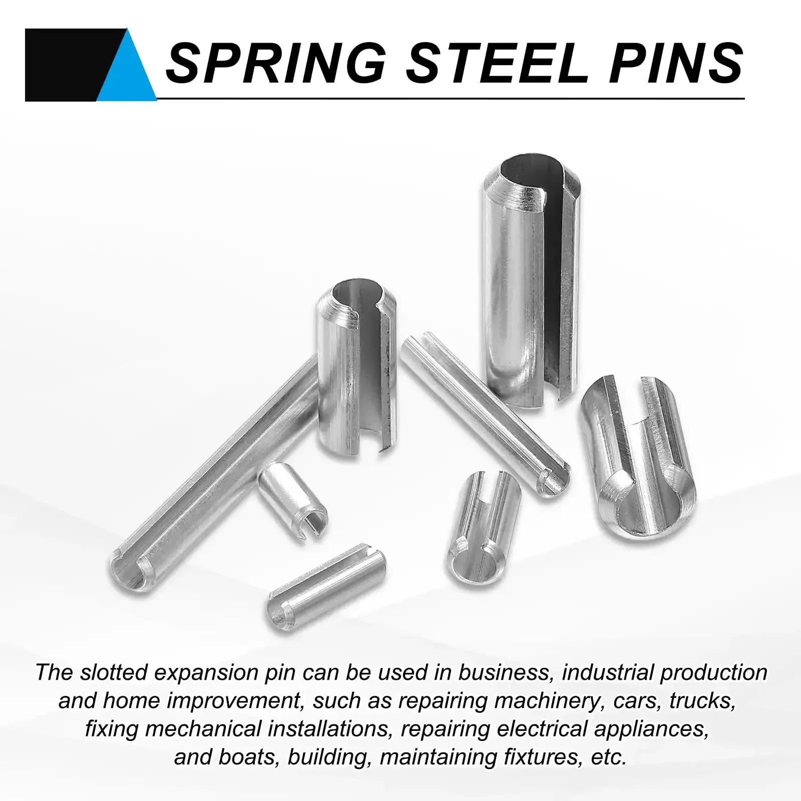 60 Pcs Slotted Split Roll Pins 3.5mm Diameter X 10mm Length Steel Dowels For Quick Secure Fastening, Spring Tension Expansion Pins For Machinery, Automotive, Boats, DIY And Home Projects, Silver - Image 3