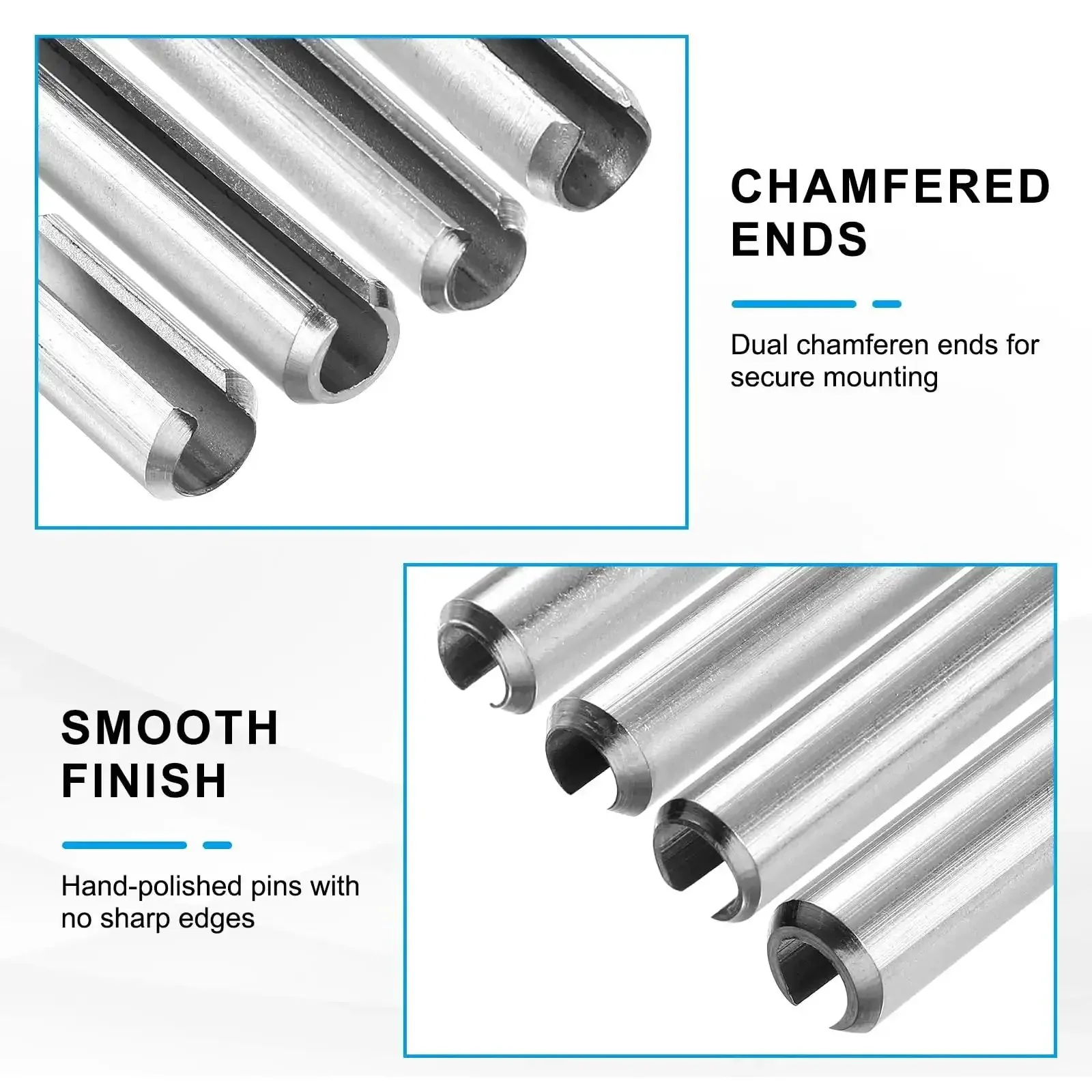 60 Pcs Slotted Split Roll Pins 3.5mm Diameter X 10mm Length Steel Dowels For Quick Secure Fastening, Spring Tension Expansion Pins For Machinery, Automotive, Boats, DIY And Home Projects, Silver - Image 5