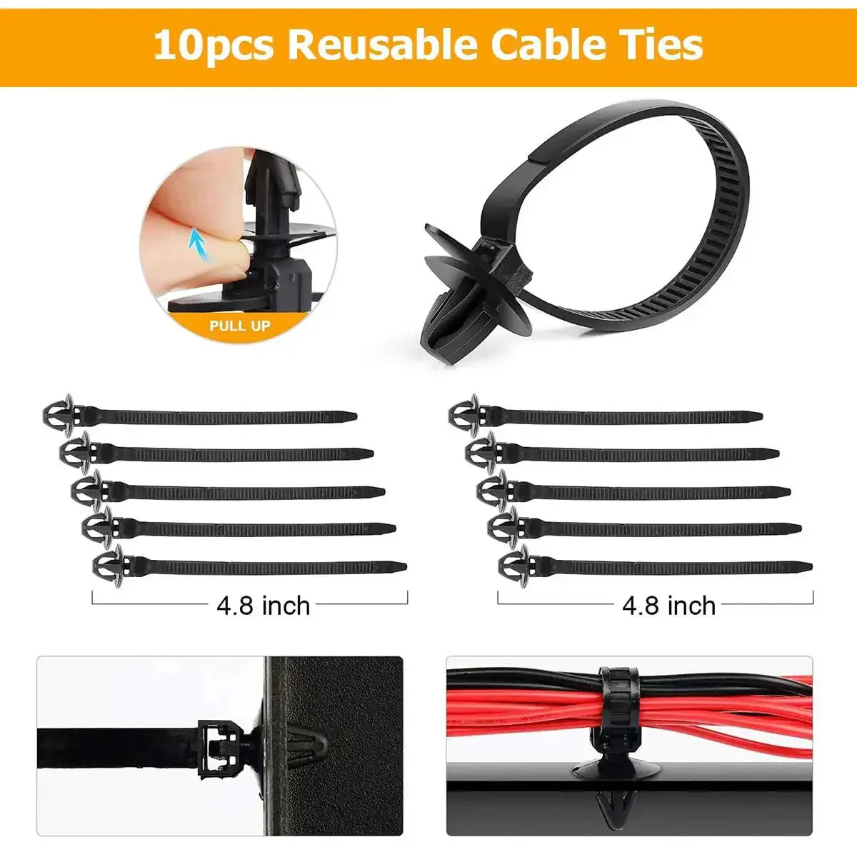 60 Piece All In One Car Wire Loom Harness Routing Clips Kit 6 Size Assortment Releasable Push Mount Tie Wraps And Wiring Retainers Durable Nylon Universal Clips For Vehicle Boat Trailer UTV And More - Image 5