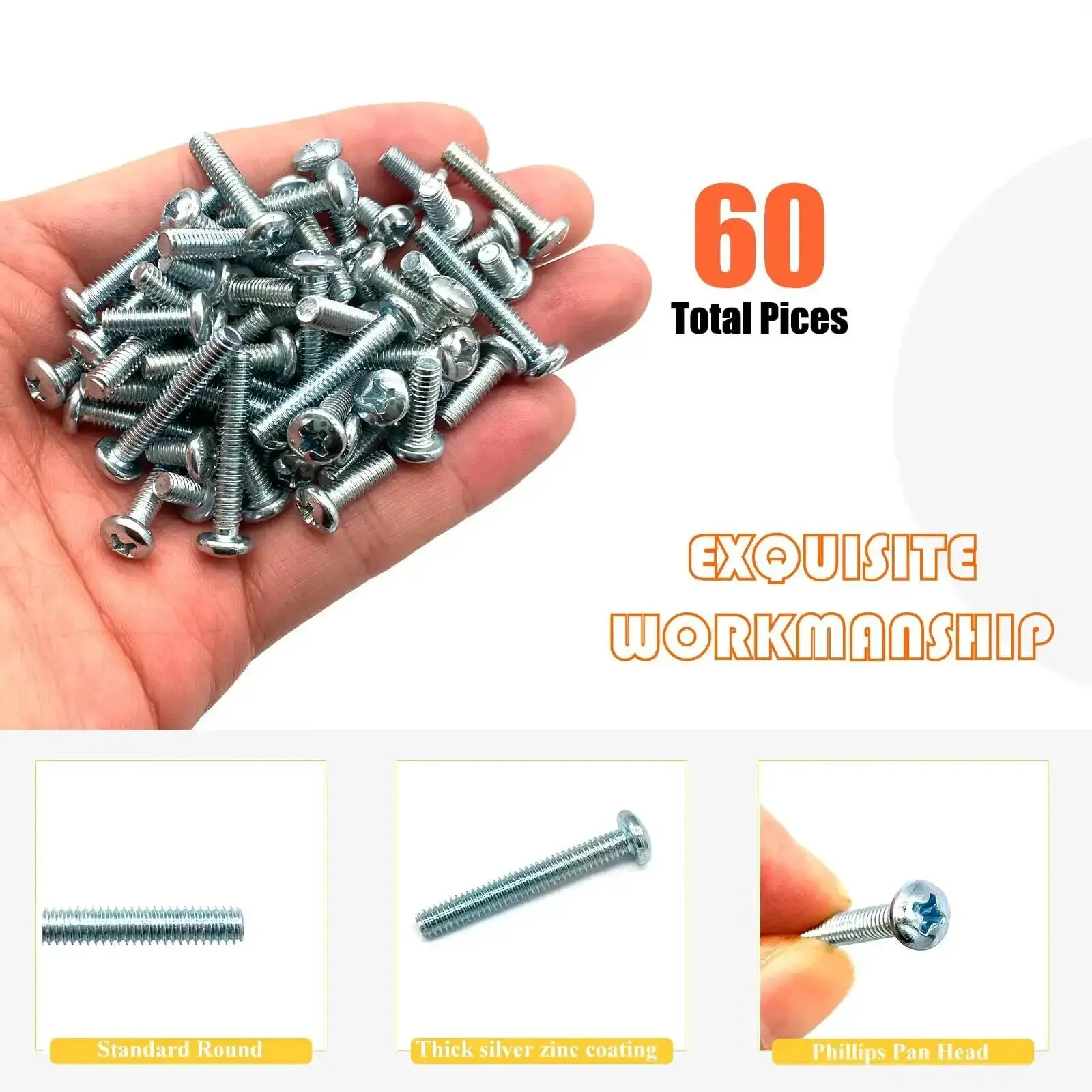 60 Piece Set Of Machine Screws Size Eight Thirty Two Thread Assortment Kit With Phillips Pan Head In Four Lengths Five Sixteenth Inch One Half Inch Three Quarter Inch And One Inch Carbon Steel Zinc Plated For Cabinets Electronics And DIY Projects - Image 5