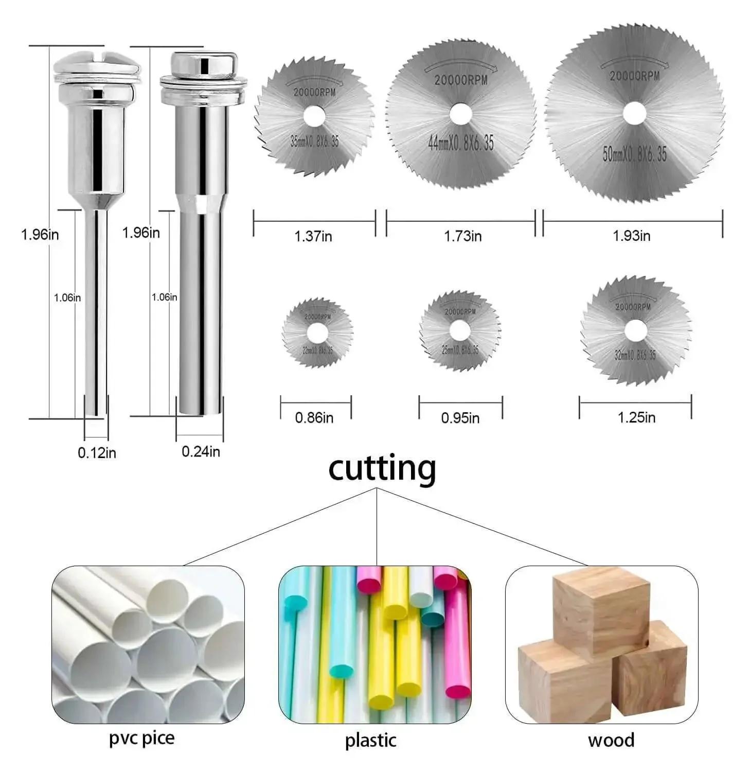60 Pieces Rotary Cutting Wheels Tool Kit With Resin Cut Off Discs And Diamond Grit Blades For Wood Glass Plastic Stone Metal Perfect For DIYers Using Electric Grinders And Drills Plus Mini HSS Saw Blades With Mandrels - Image 6