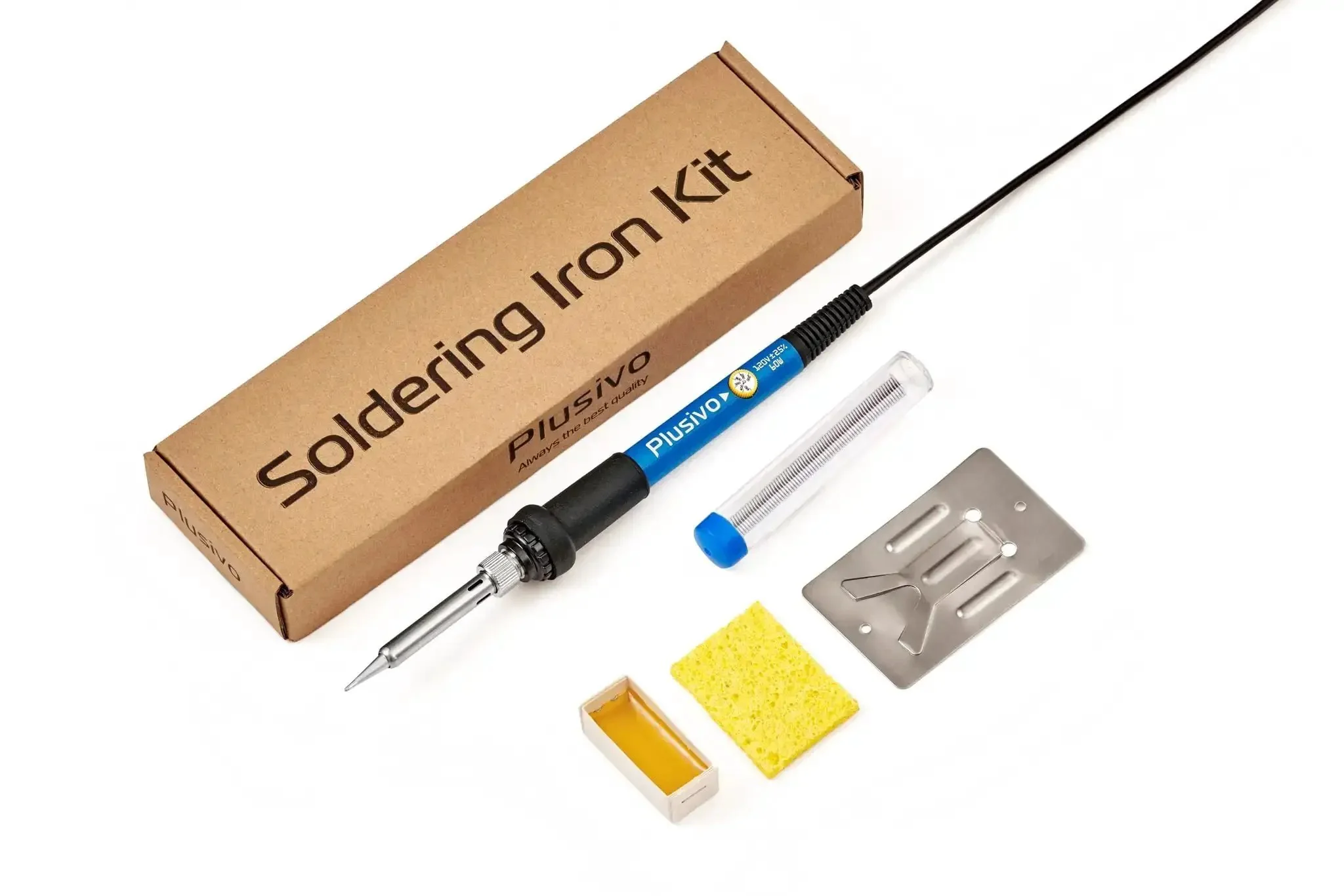 60 Watt Adjustable Temperature Soldering Iron Kit With 5 In 1 Electronics Repair Set Includes Solder Wire Stand Sponge Rosin Flux Fast Heating For Desoldering And DIY Circuit Boards Electronics Repairs Arduino Projects At Home - Image 2