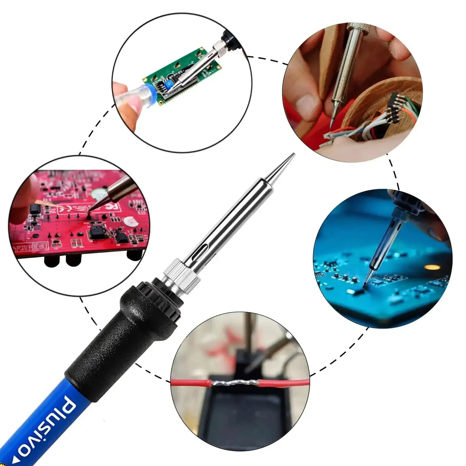60 Watt Adjustable Temperature Soldering Iron Kit With 5 In 1 Electronics Repair Set Includes Solder Wire Stand Sponge Rosin Flux Fast Heating For Desoldering And DIY Circuit Boards Electronics Repairs Arduino Projects At Home - Image 8