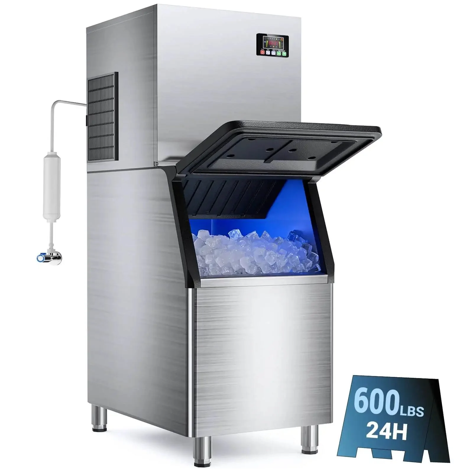 600 Lbs Per Day Commercial Ice Maker With 420 Lbs Capacity Quick Five To Fifteen Minute Ice Crystal Clear Ice Cubes Micron Water Purification Filter Kicking Out 99 Percent Impurities Ideal For Cafe And Bar Heavy Duty Copper Condenser