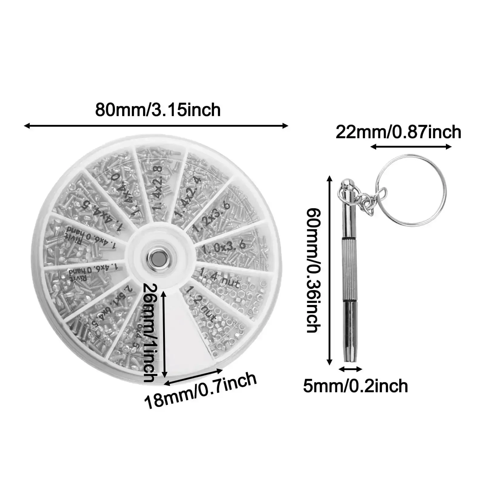 600 Piece Mini Screw And Nut Repair Kit With A Handy 3 Way Screwdriver Stainless Steel Fasteners For Watch Eyeglasses Phone Camera And Electronics Repair In A Compact Organized Case - Image 6