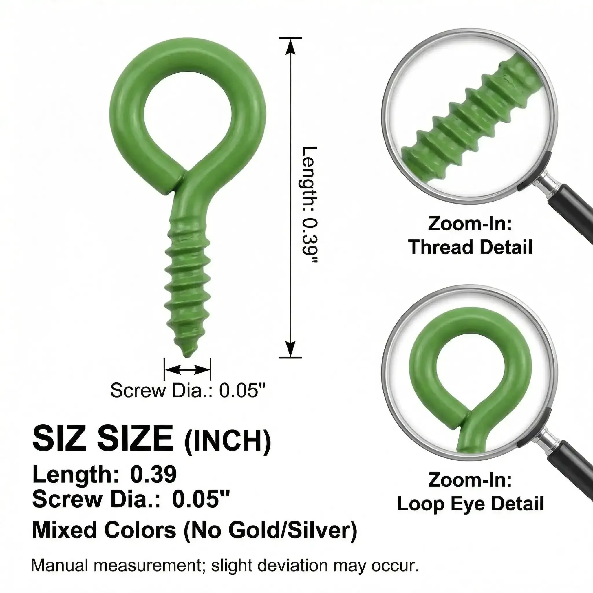 600 Piece Mixed Color Mini Screw Eye Pins For Jewelry Making And DIY Crafts, Tiny Eye Hook Pins With Threads, Micro Eyelet Screws, 0.39 Inch Length, 0.05 Inch Diameter, No Gold Or Silver - Image 6