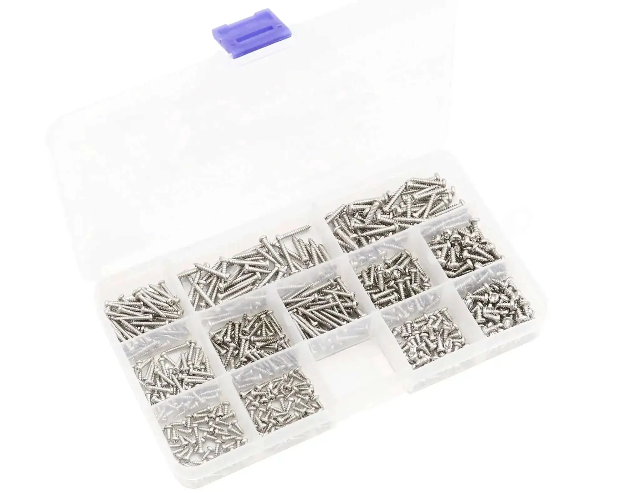600 Piece Self Tapping Sheet Metal Screw Kit In 12 Sizes M2 M2.2 M2.6 M3 Pan Head 304 Stainless Steel Silver Finish Pro Grade Heavy Duty For DIY Projects, Metal Fabrication, And Grab And Go Quick Fixes - Image 2