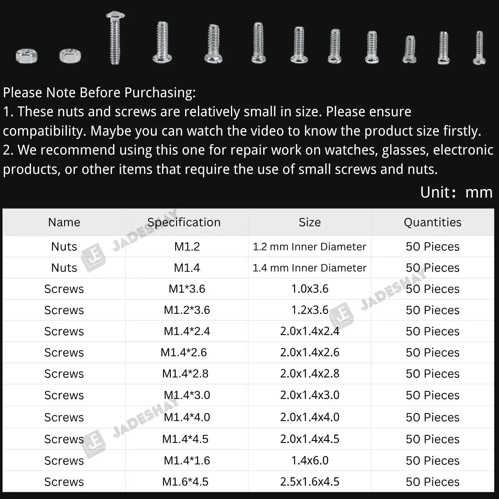 600 Piece Tiny Screws Set For Watches And Glasses, DIY Ready Mini Screw Assortment Kit With Nut Bolt Organizer, 12 Types M1 To M1.6 Micro Screws For Electronics And Repairs - Image 7