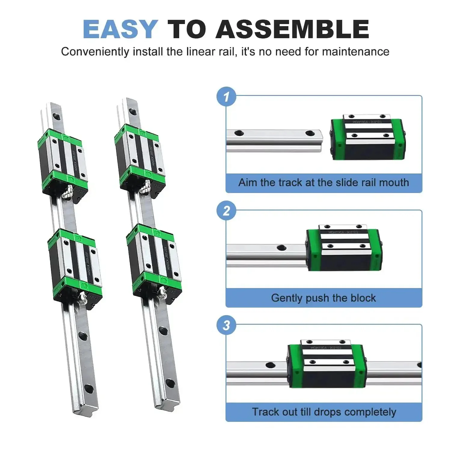 600mm HGR20 Linear Guide Rail Kit With 2 Rails And 4 HGH20CA Bearing Blocks For Smooth, Beefy, Precise CNC Motion In Auto Printers And Machines, Anti Rust, Industrial Grade And High Precision - Image 5