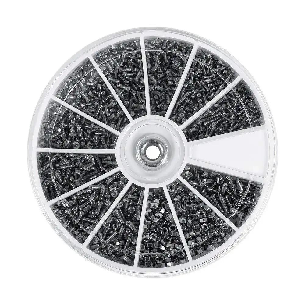 600Pcs Flat Head Screws With Nuts Assortment Kit For Watches And Electronics Includes 12 Sizes M1 M1.2 M1.4 M1.6 Carry Case Handy Fasteners For Home Appliances Glasses And DIY Repairs - Image 2