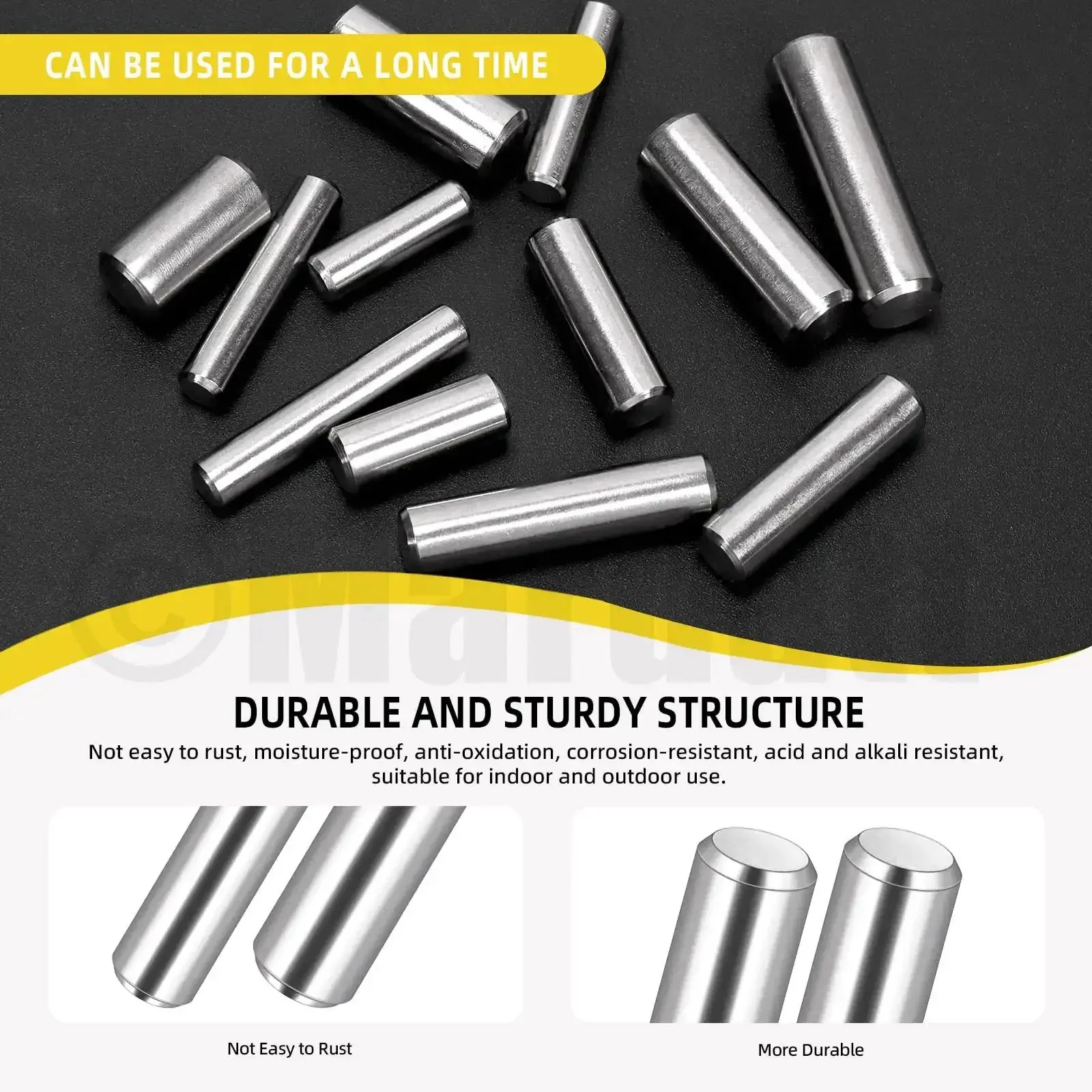 60Pcs 12 Size 304 Stainless Steel Dowel Pins Set M6 M8 M10 Assortment For Shelf Support Peg Pins And Rod Fasteners Durable Hardware For Metal Projects And Furniture Installation - Image 6